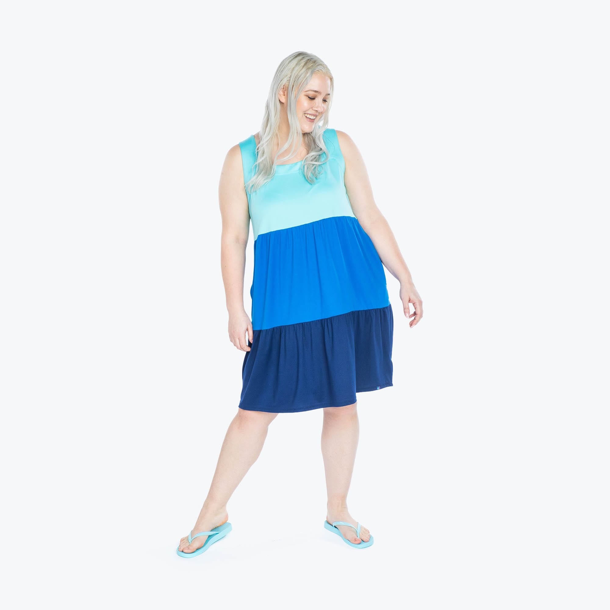 Flare Colorblock Dress - SEASIDE BLUE - Flare_SeasideBlue_XL_01