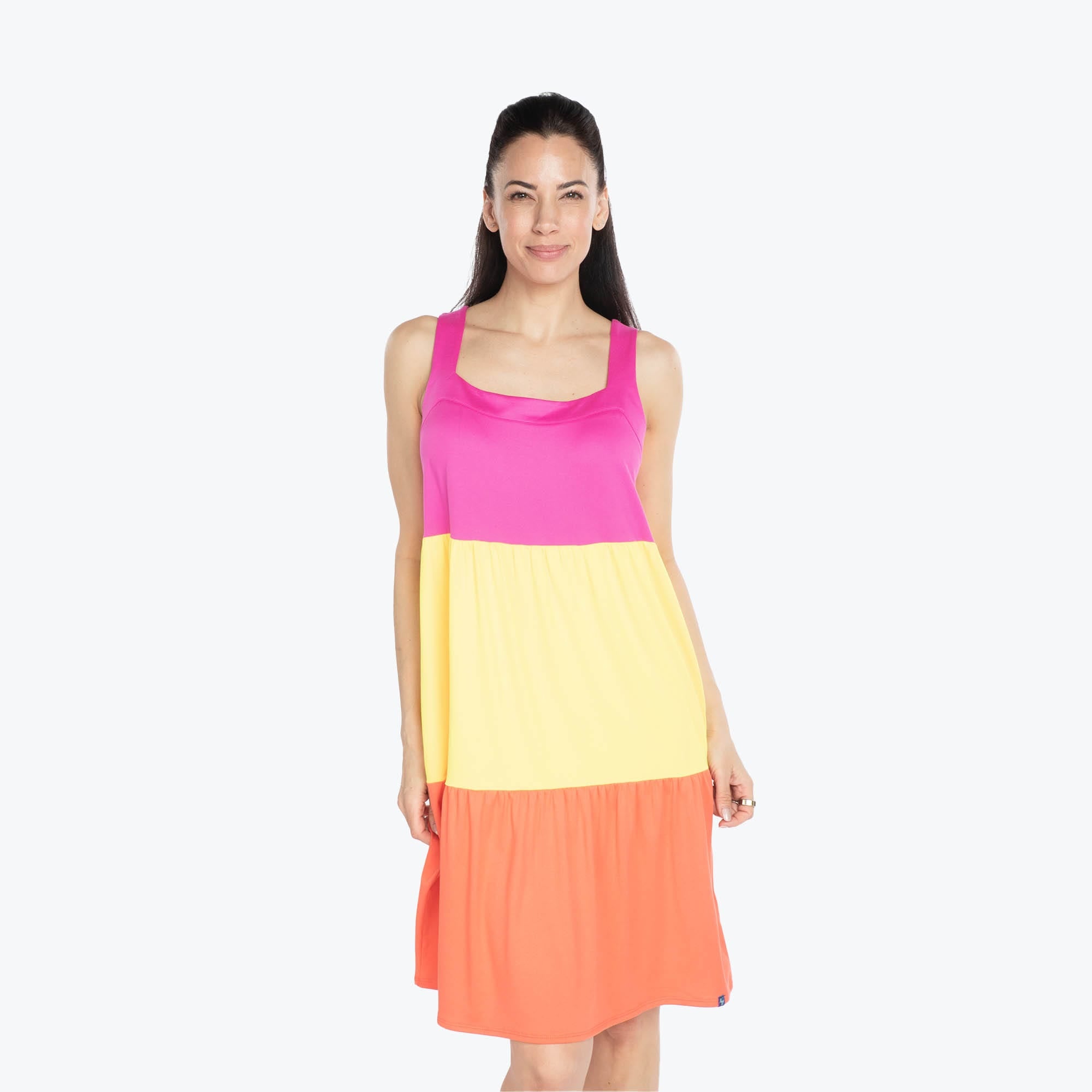 Flare Colorblock Dress - SUNRISE PINK - Flare_SunrisePink_S_01