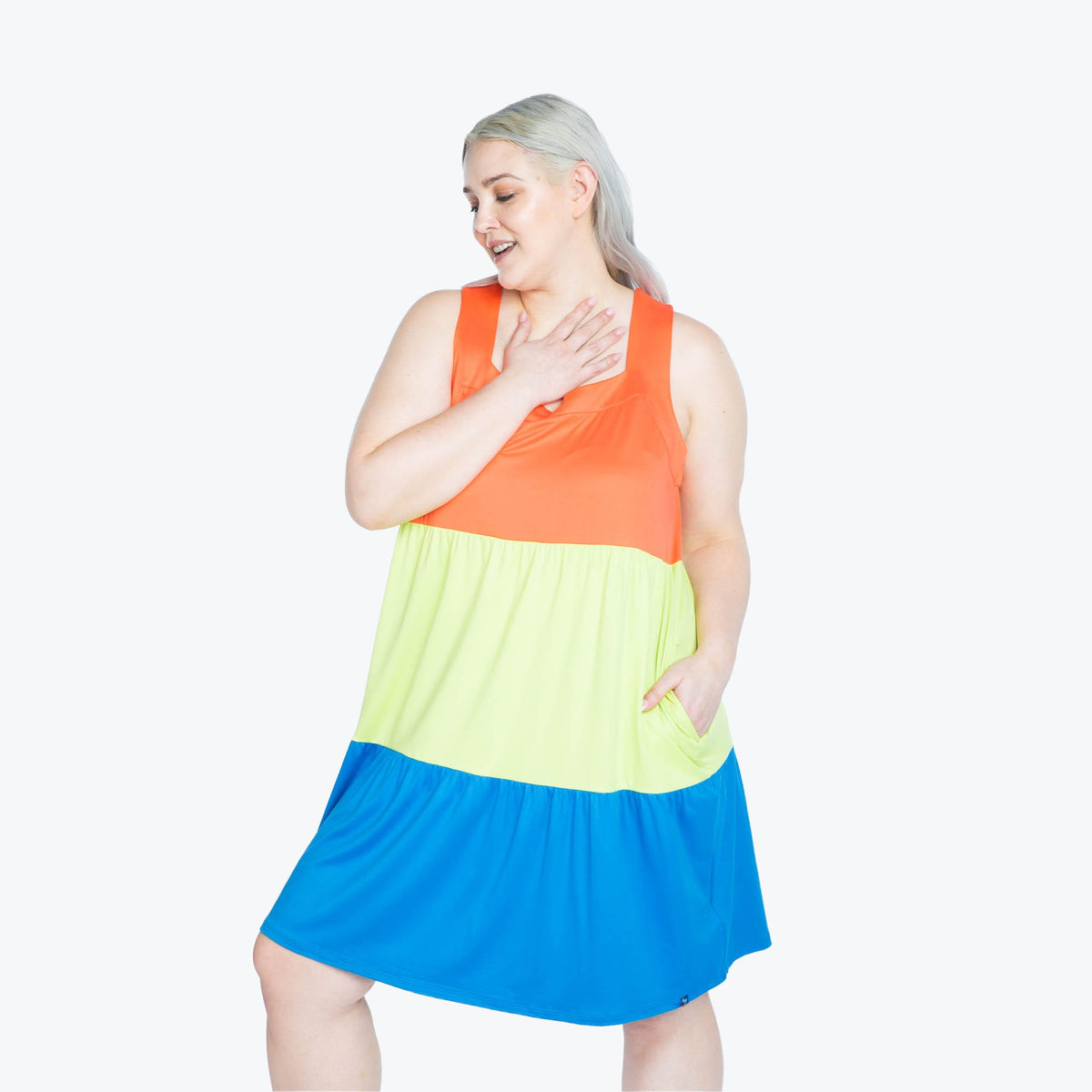 Flare Colorblock Dress - TROPICAL CORAL - Flare_TropicalCoral_XL_03