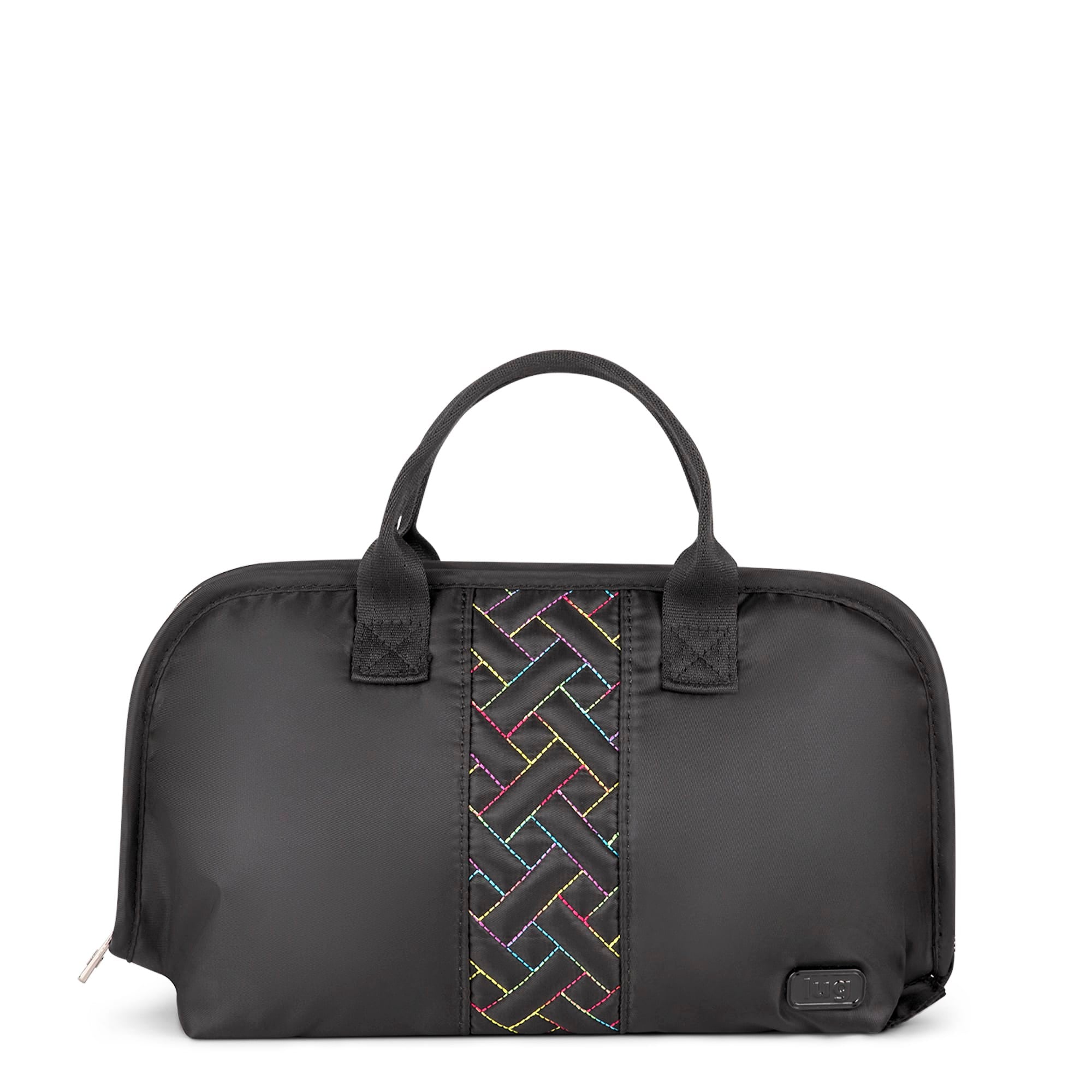 Flash Cosmetic Case - BLACK RAINBOW STITCH W HANDLE - FlashCosmeticCase_BlackRainbowStitch_01