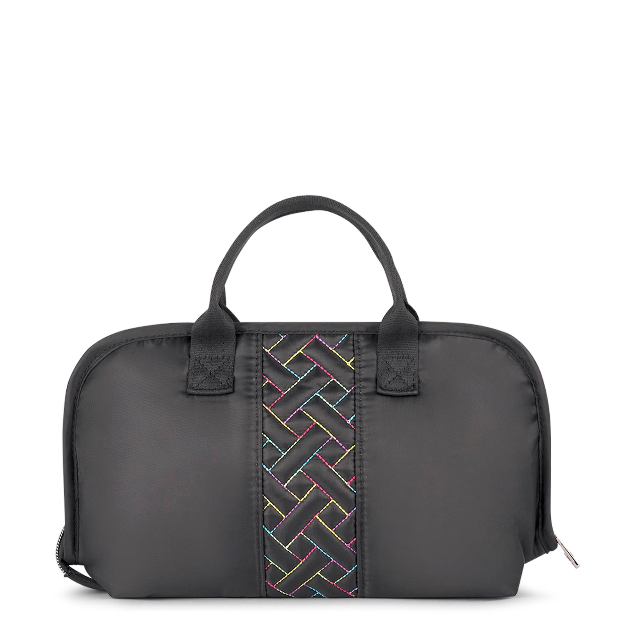 Flash Cosmetic Case - BLACK RAINBOW STITCH W HANDLE - FlashCosmeticCase_BlackRainbowStitch_04