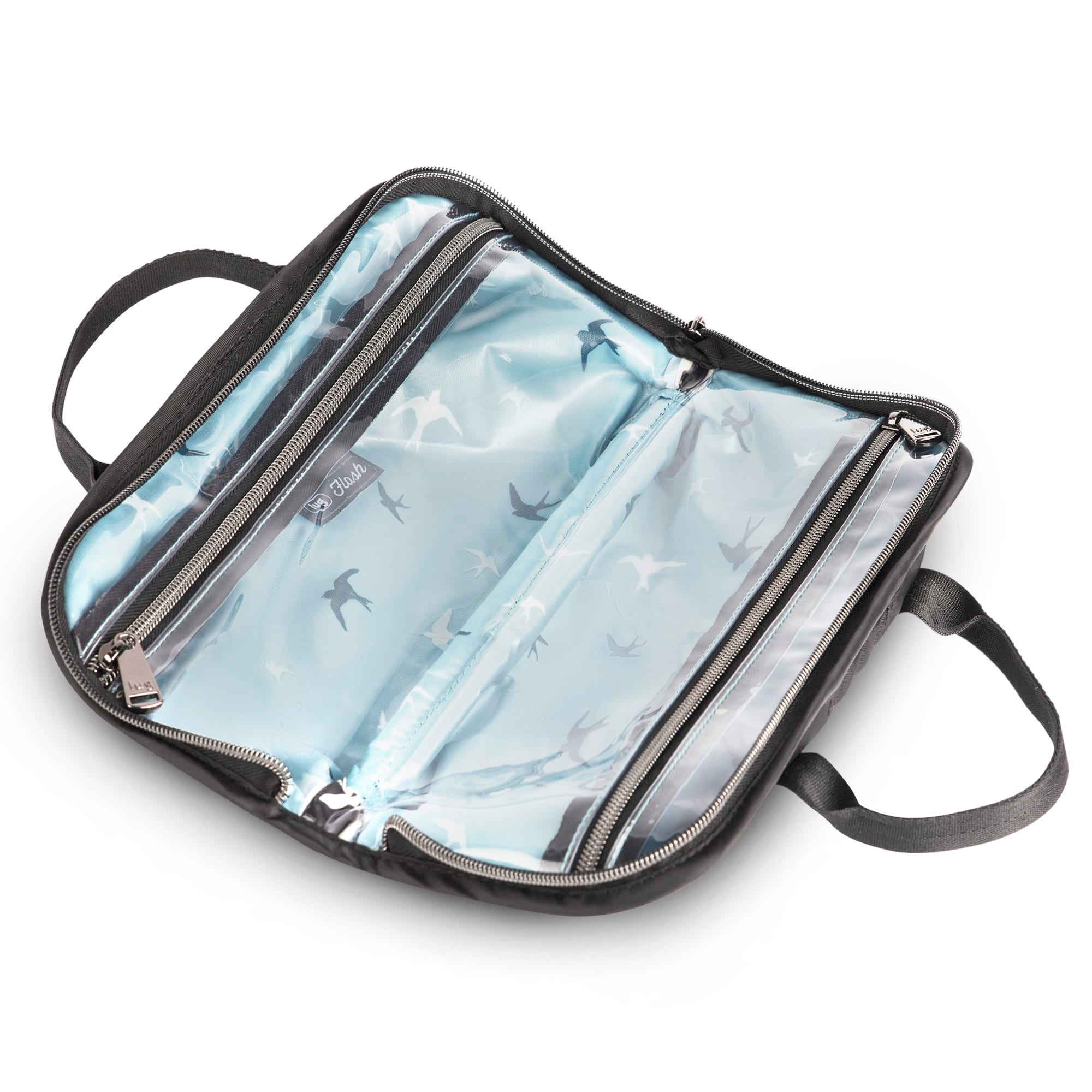 Flash Cosmetic Case - BLACK RAINBOW STITCH W HANDLE - FlashCosmeticCase_BlackRainbowStitch_05