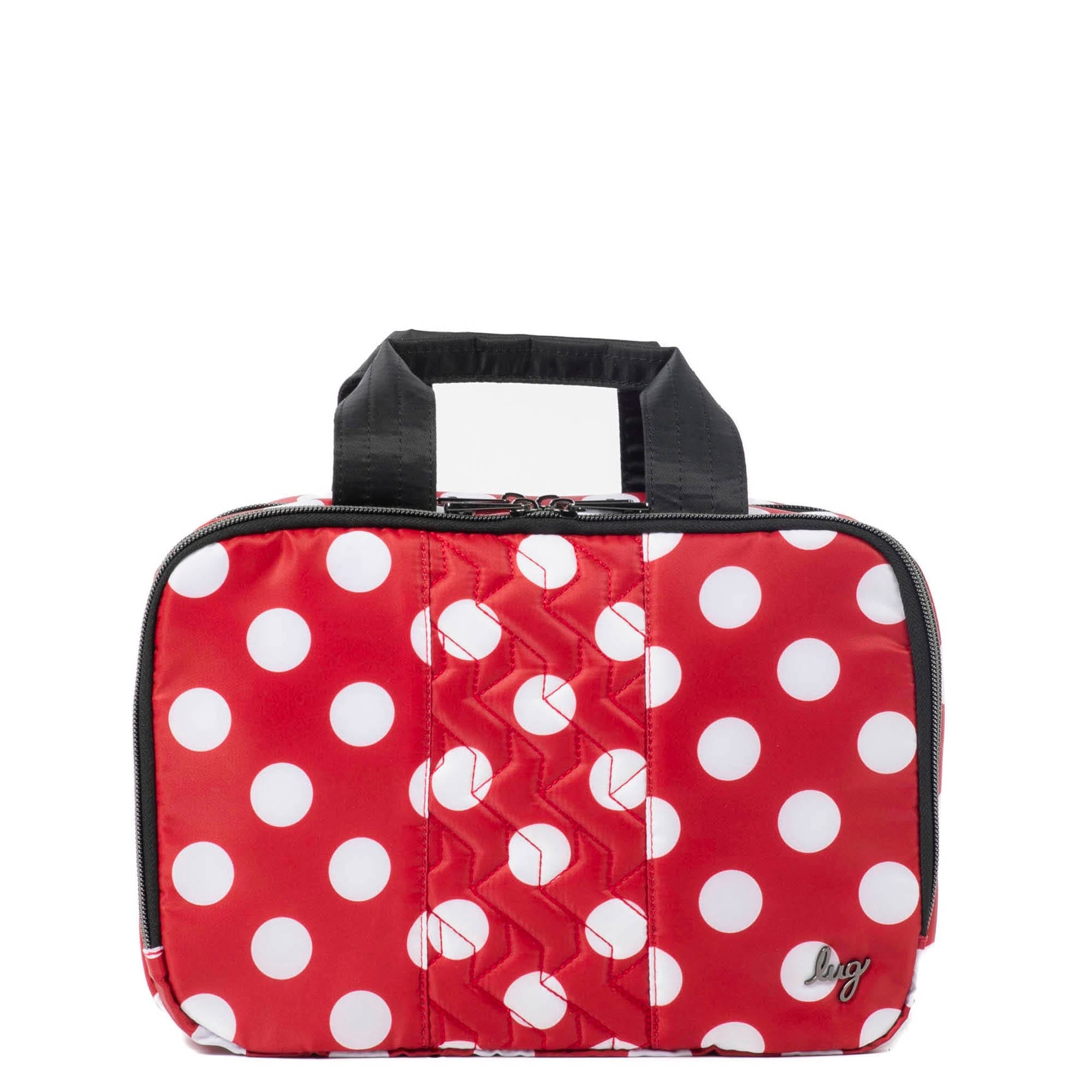 Flatbed Deluxe Cosmetic Case - CRIMSON LARGE DOT - Flatbed_CrimsonLGDot_01
