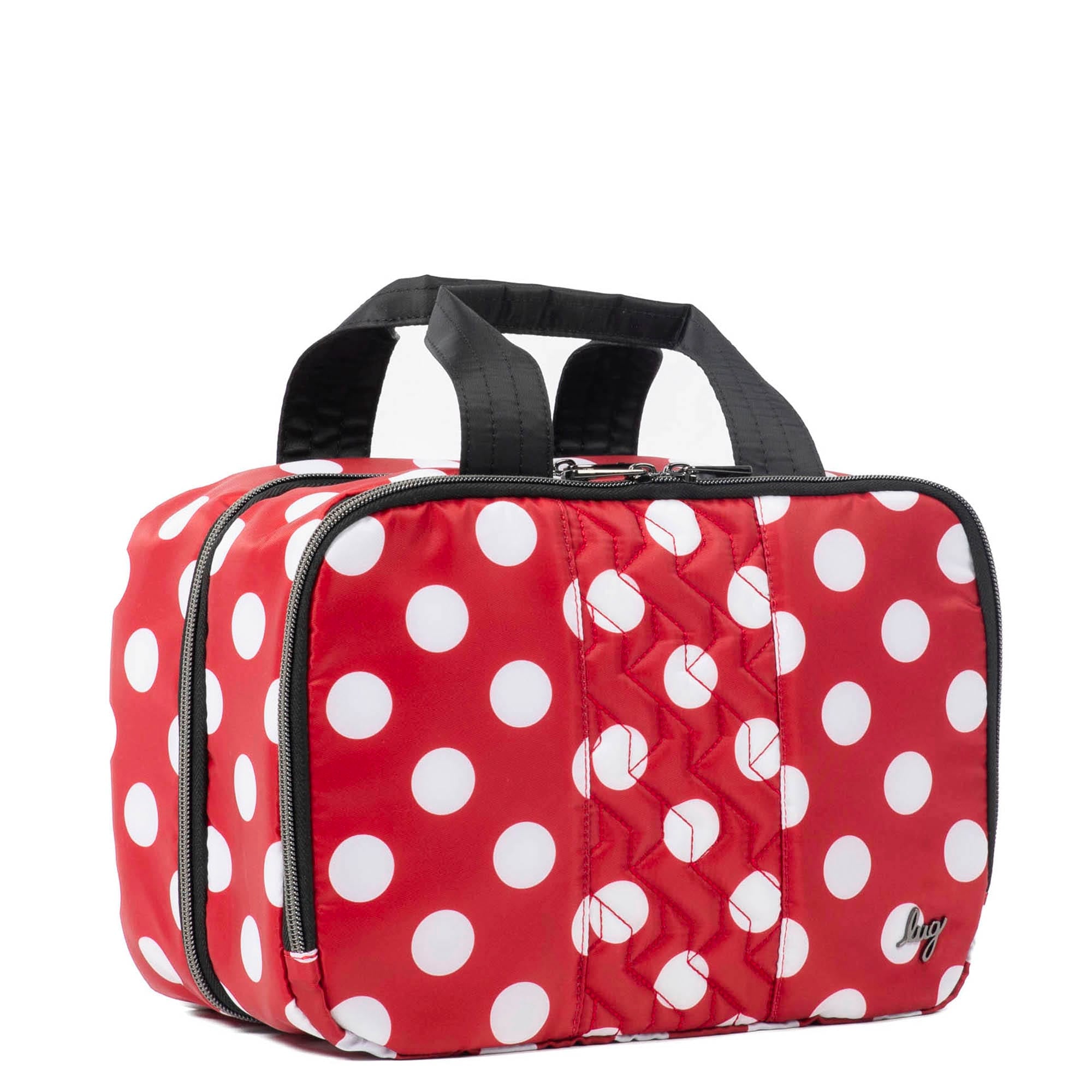 Flatbed Deluxe Cosmetic Case - CRIMSON LARGE DOT - Flatbed_CrimsonLGDot_02