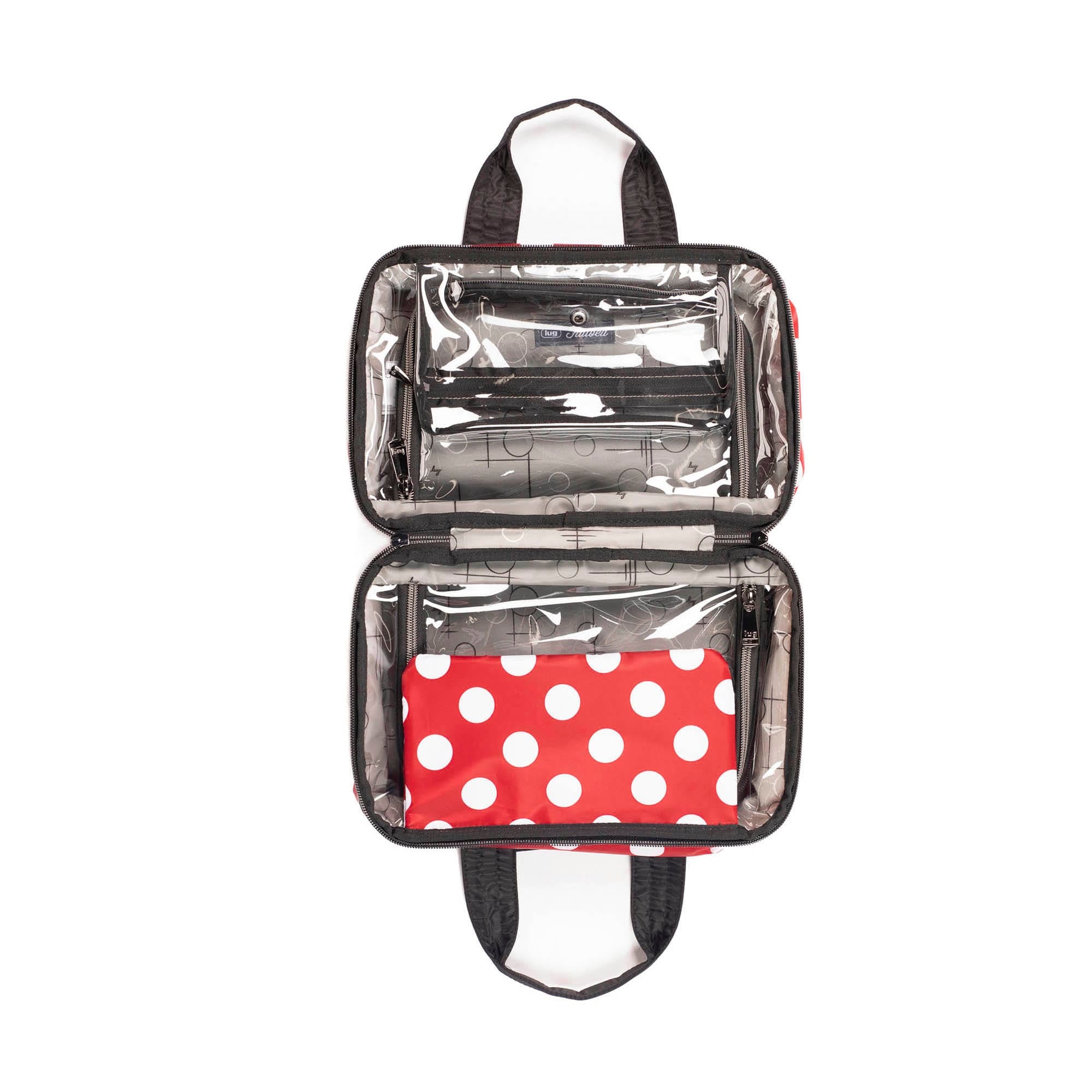 Flatbed Deluxe Cosmetic Case - CRIMSON LARGE DOT - Flatbed_CrimsonLGDot_07