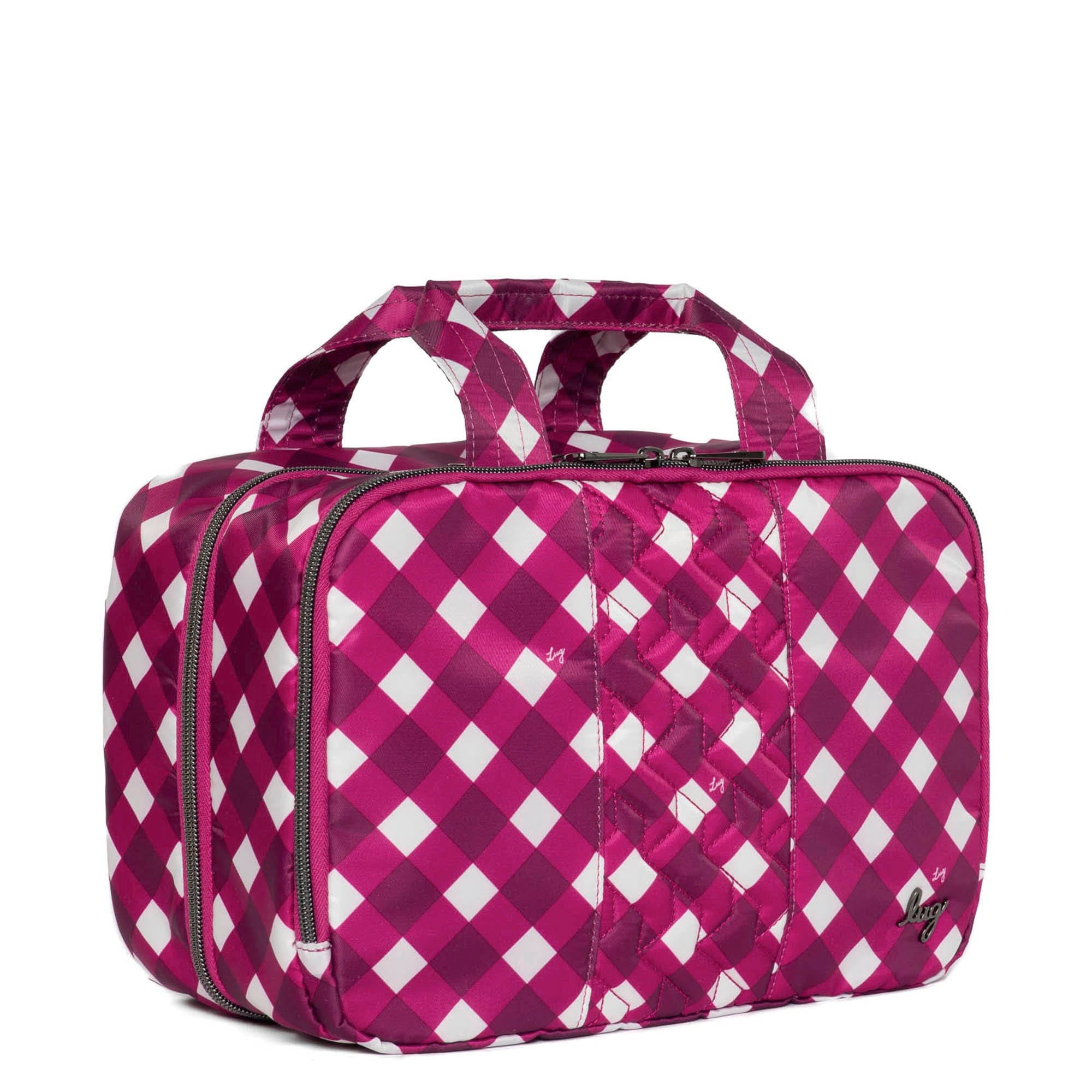 Flatbed Deluxe Cosmetic Case - GINGHAM BERRY - Flatbed_GinghamBerry_02