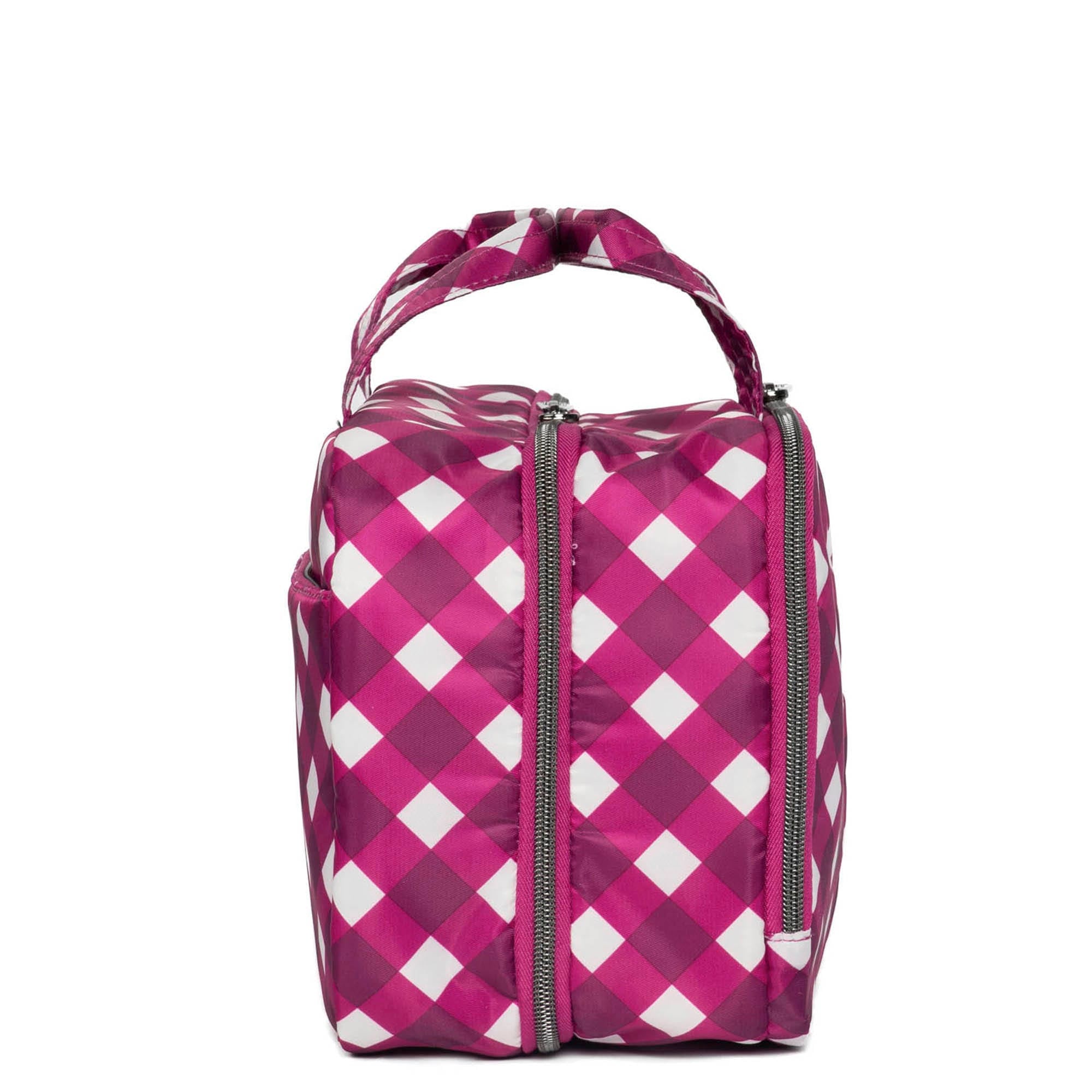 Flatbed Deluxe Cosmetic Case - GINGHAM BERRY - Flatbed_GinghamBerry_03