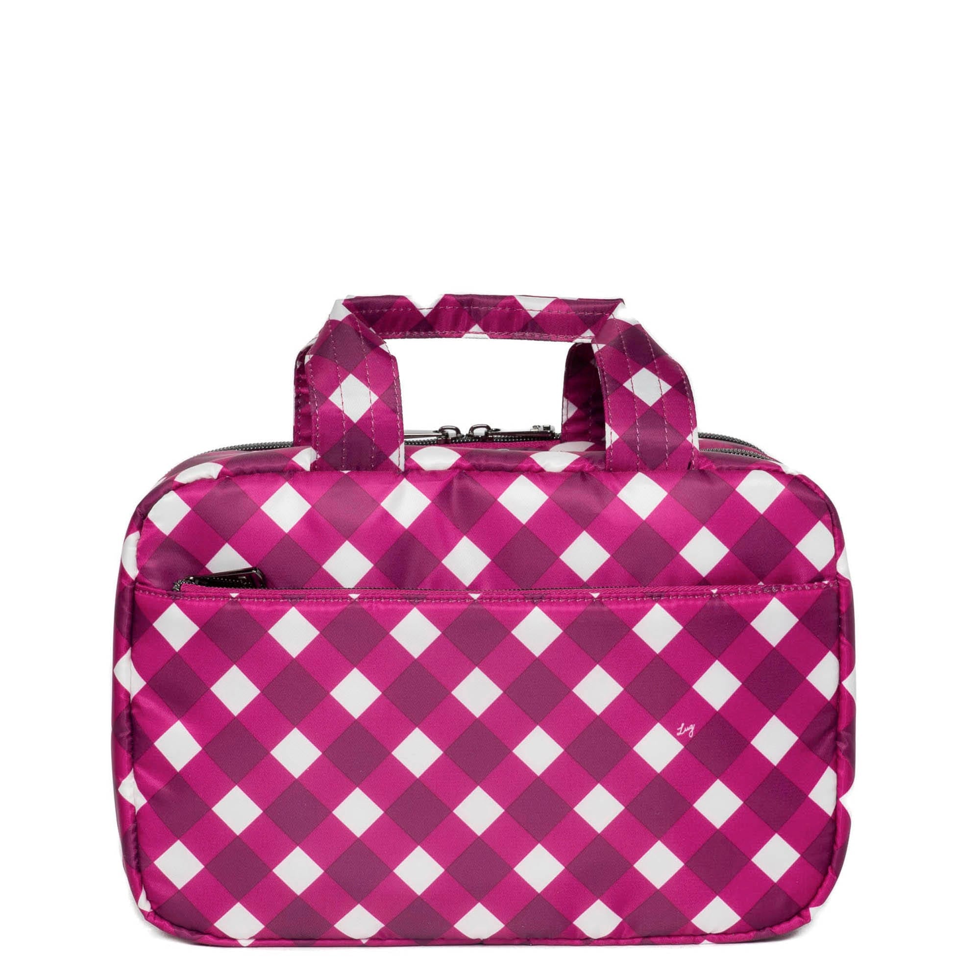 Flatbed Deluxe Cosmetic Case - GINGHAM BERRY - Flatbed_GinghamBerry_04