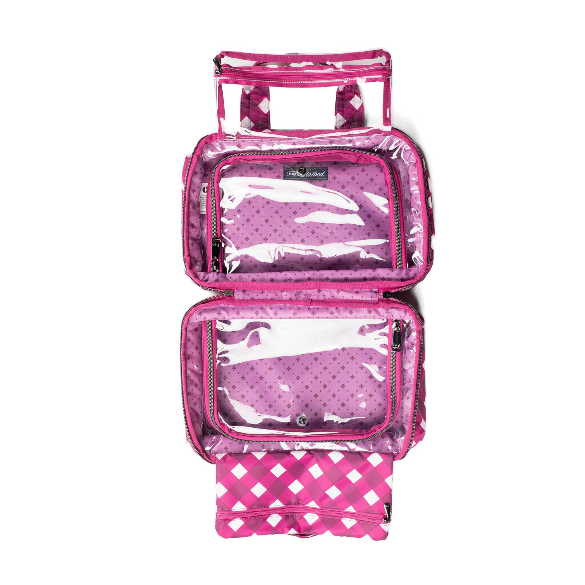 Flatbed Deluxe Cosmetic Case - GINGHAM BERRY - Flatbed_GinghamBerry_05