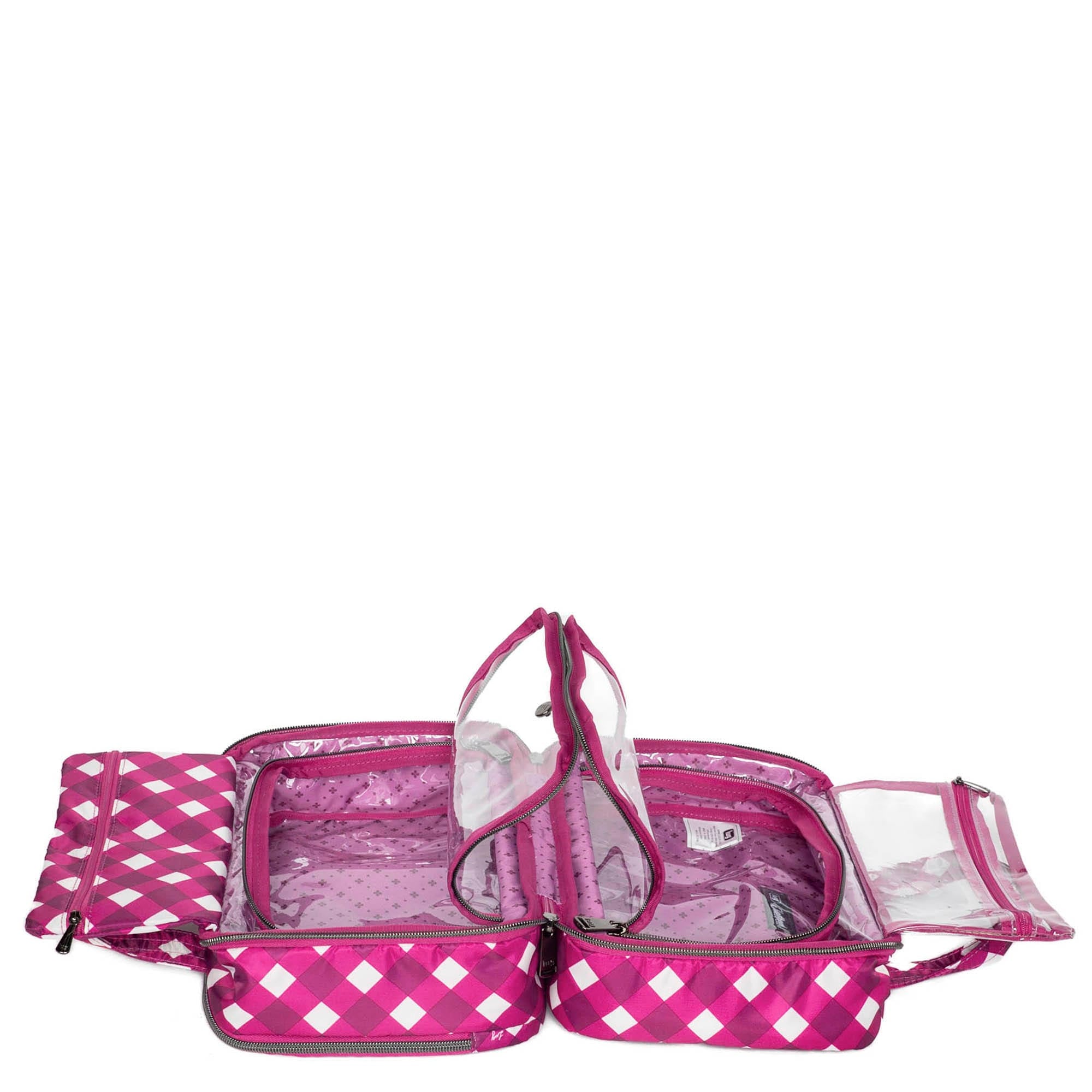 Flatbed Deluxe Cosmetic Case - GINGHAM BERRY - Flatbed_GinghamBerry_06