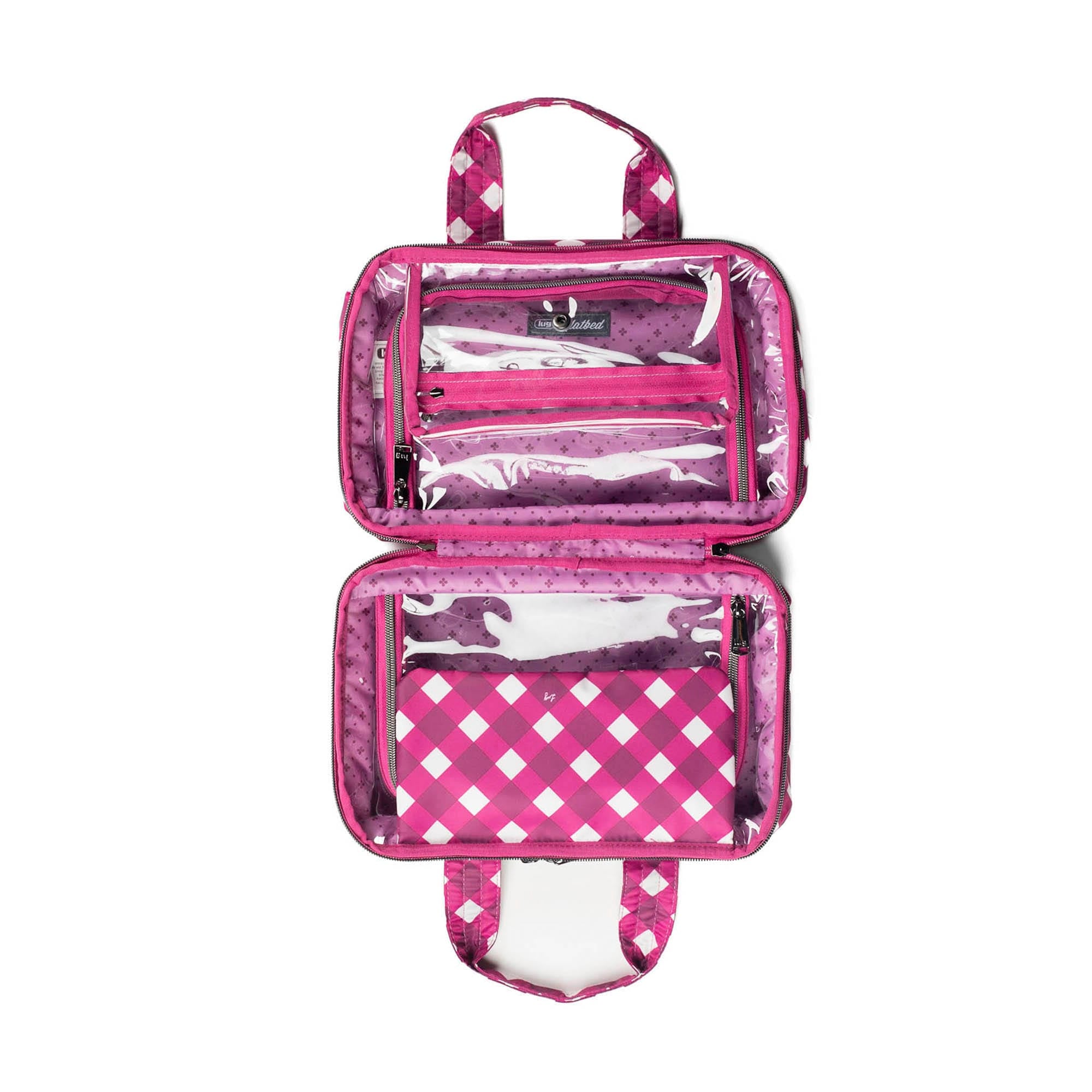 Flatbed Deluxe Cosmetic Case - GINGHAM BERRY - Flatbed_GinghamBerry_07