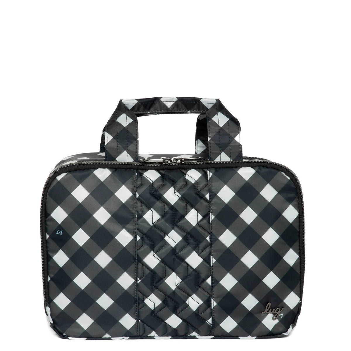 Flatbed Deluxe Cosmetic Case - - Flatbed_GinghamBlack_01_c72ce160-3c36-4065-8dc7-32e100a667fa