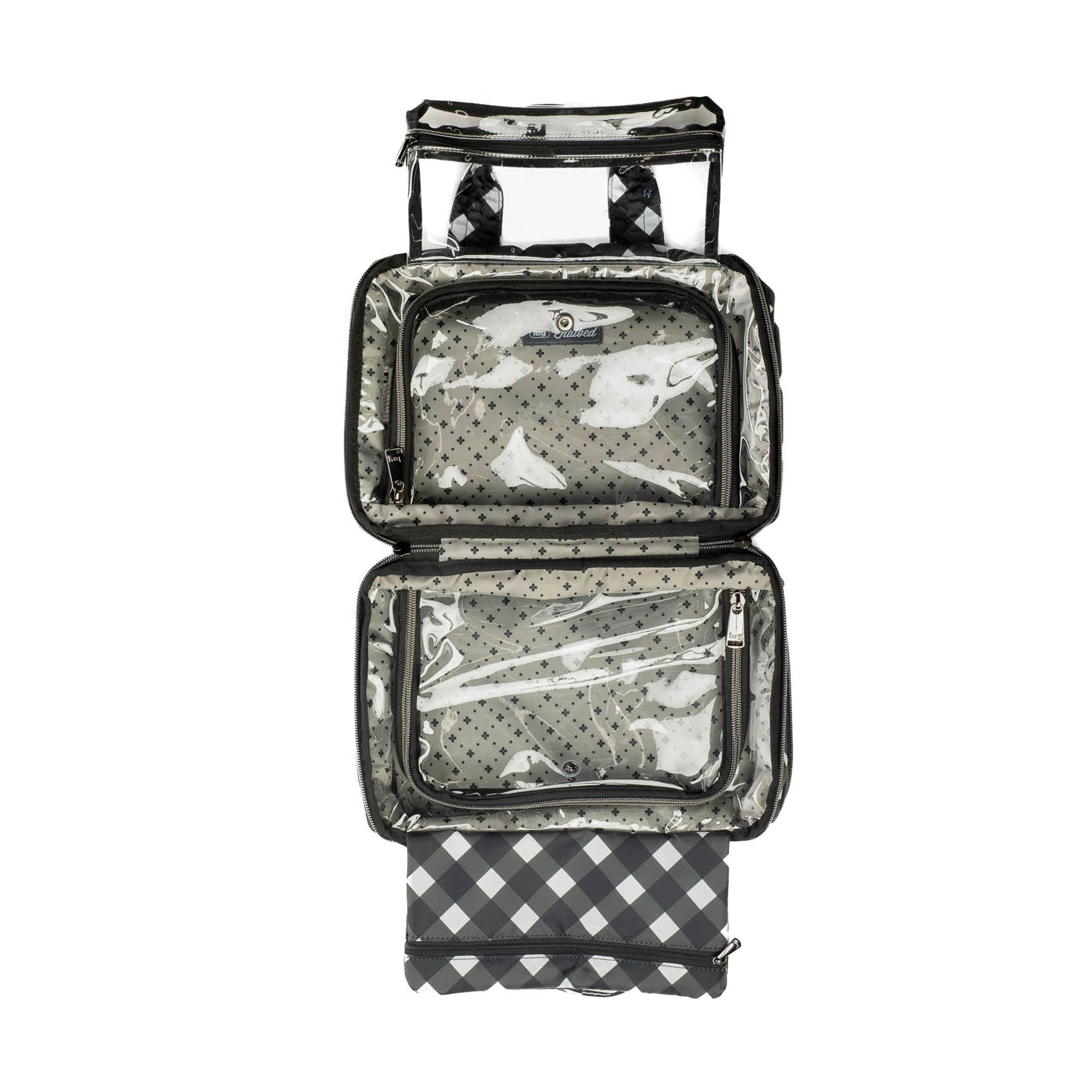 Flatbed Deluxe Cosmetic Case - GINGHAM BLACK - Flatbed_GinghamBlack_05