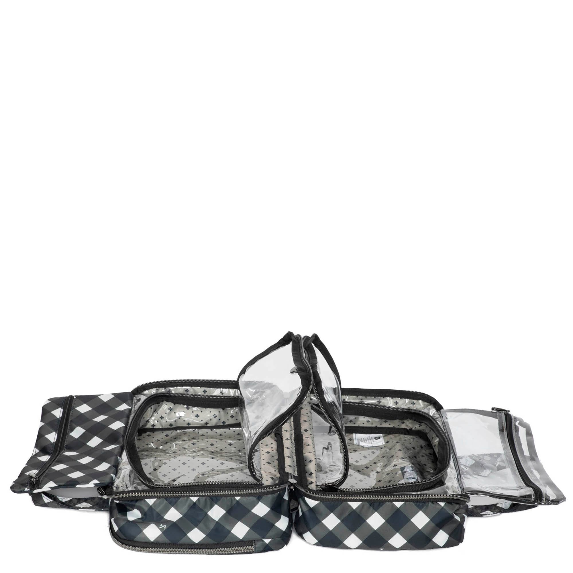 Flatbed Deluxe Cosmetic Case - GINGHAM BLACK - Flatbed_GinghamBlack_06