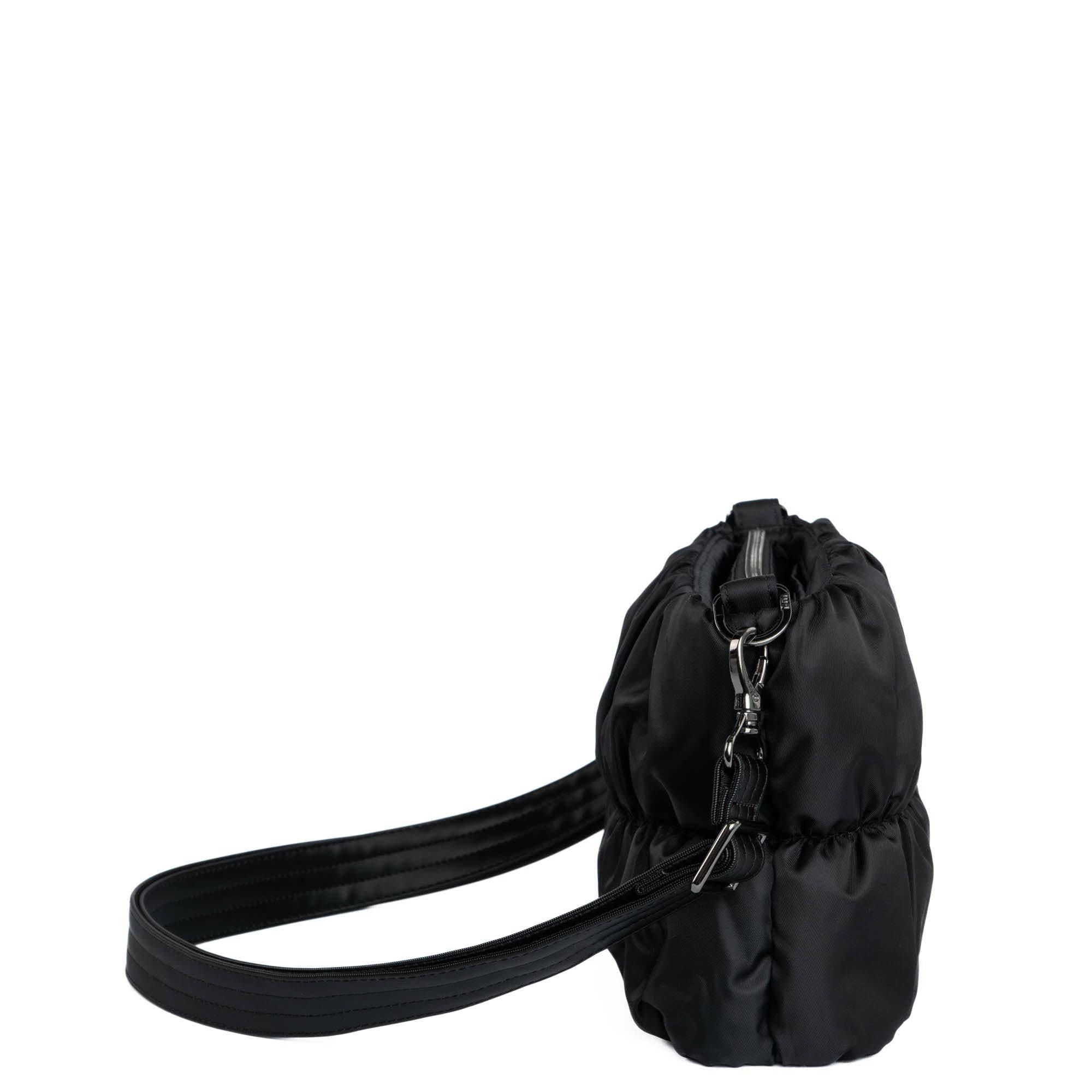 Flounce Ruched Crossbody Bag - BLACK - Flounce_Black_03