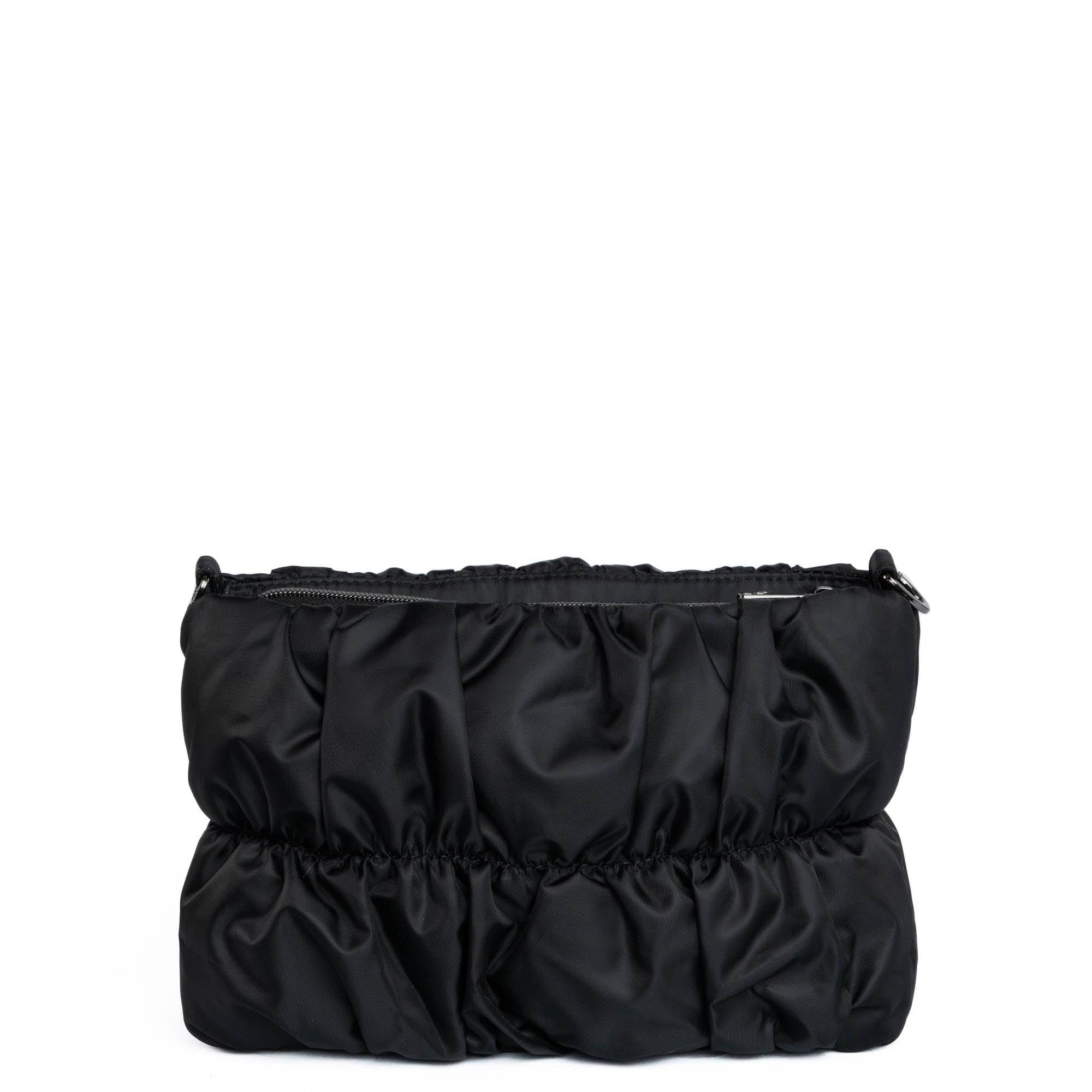 Flounce Ruched Crossbody Bag - BLACK - Flounce_Black_04