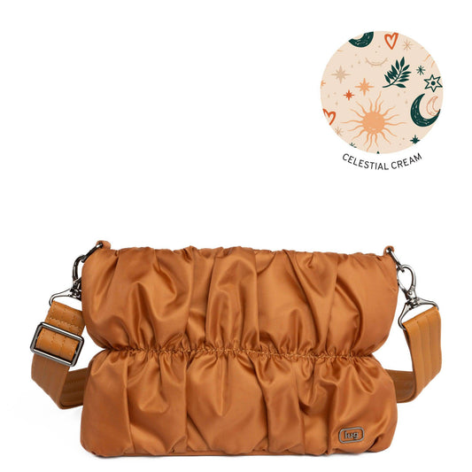 Flounce Ruched Crossbody Bag - CAPPUCCINO - Flounce_Cappuccino