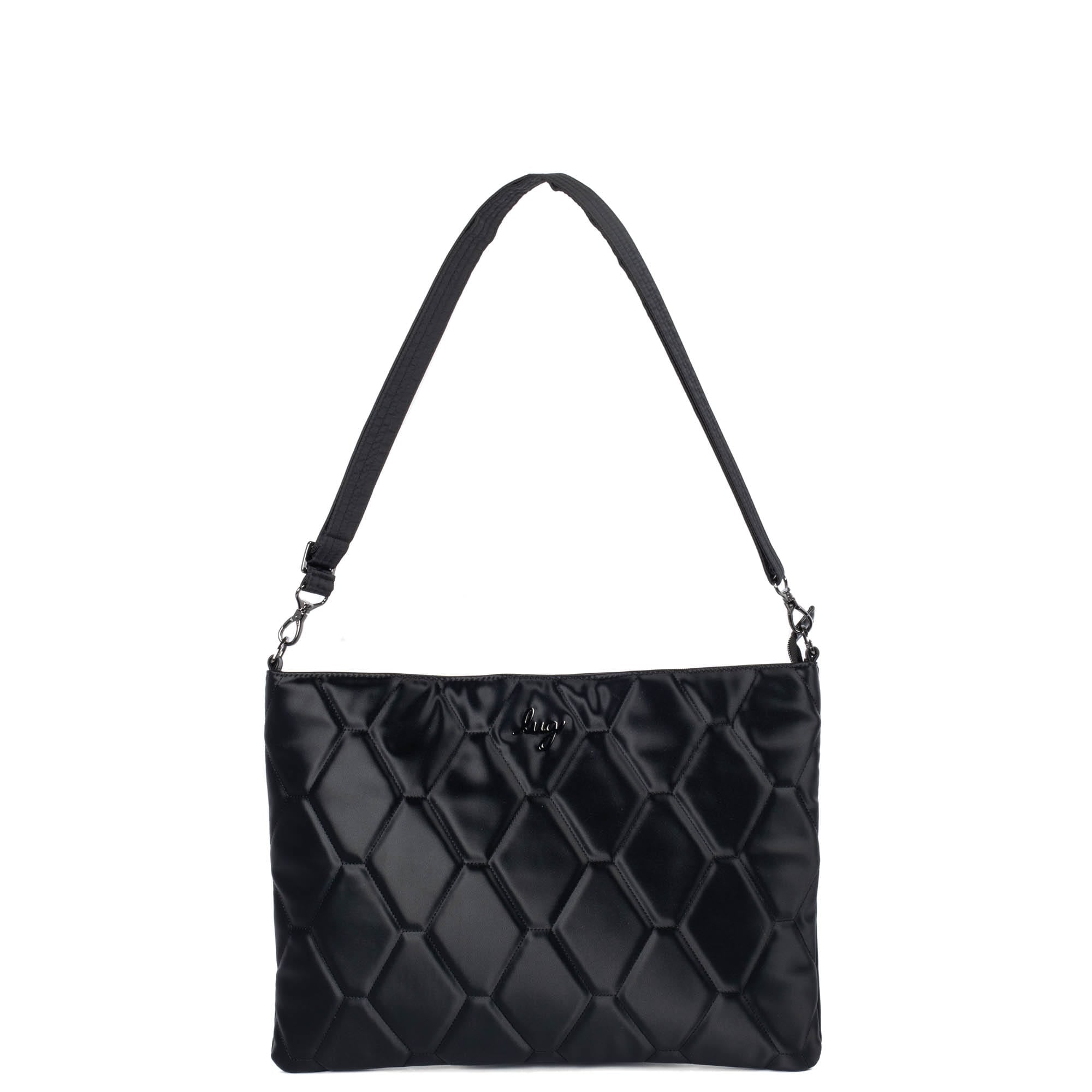 Galley Satin Luxe VL Portfolio Crossbody Bag - BLACK - Galley_BlackSatinVL_01