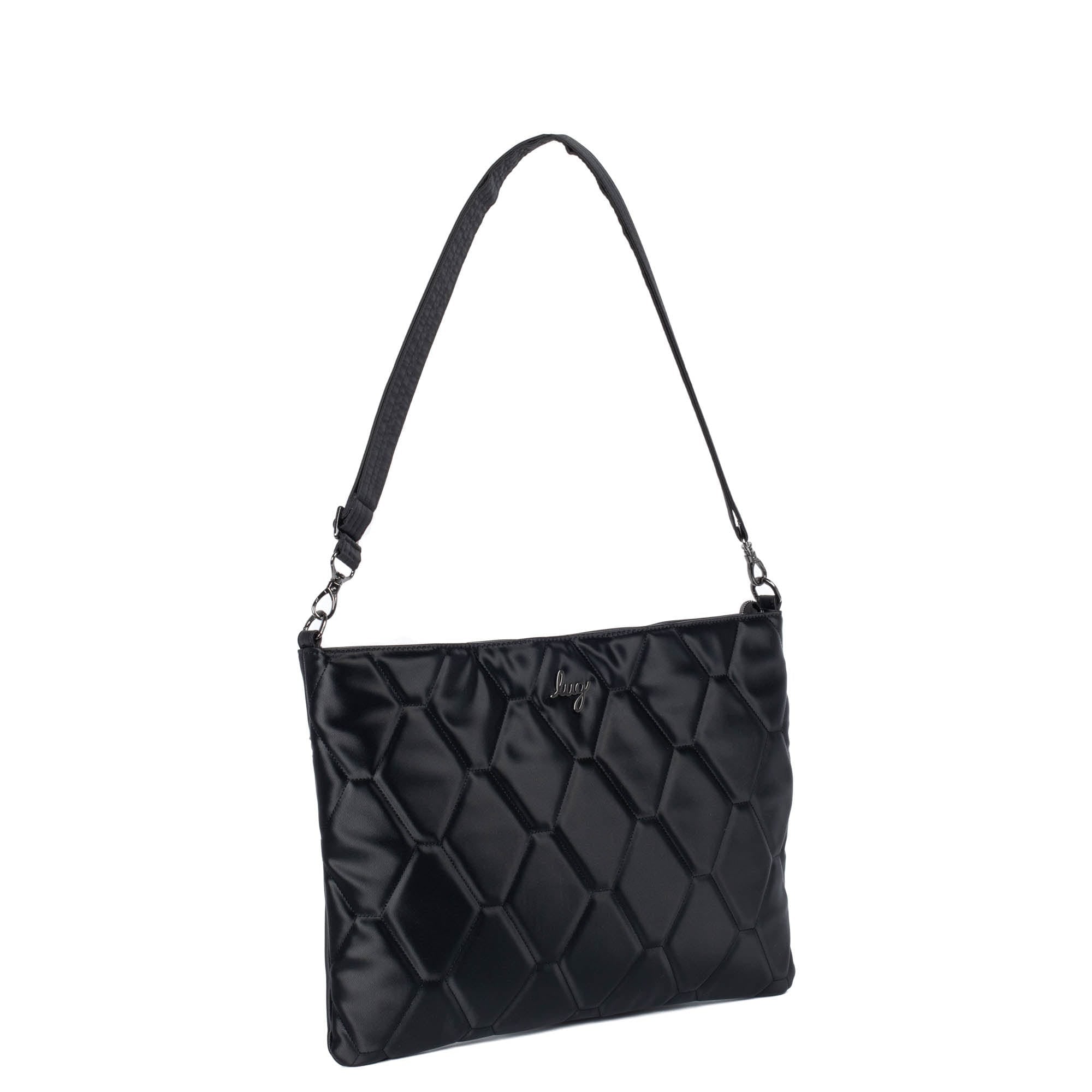 Galley Satin Luxe VL Portfolio Crossbody Bag - BLACK - Galley_BlackSatinVL_02
