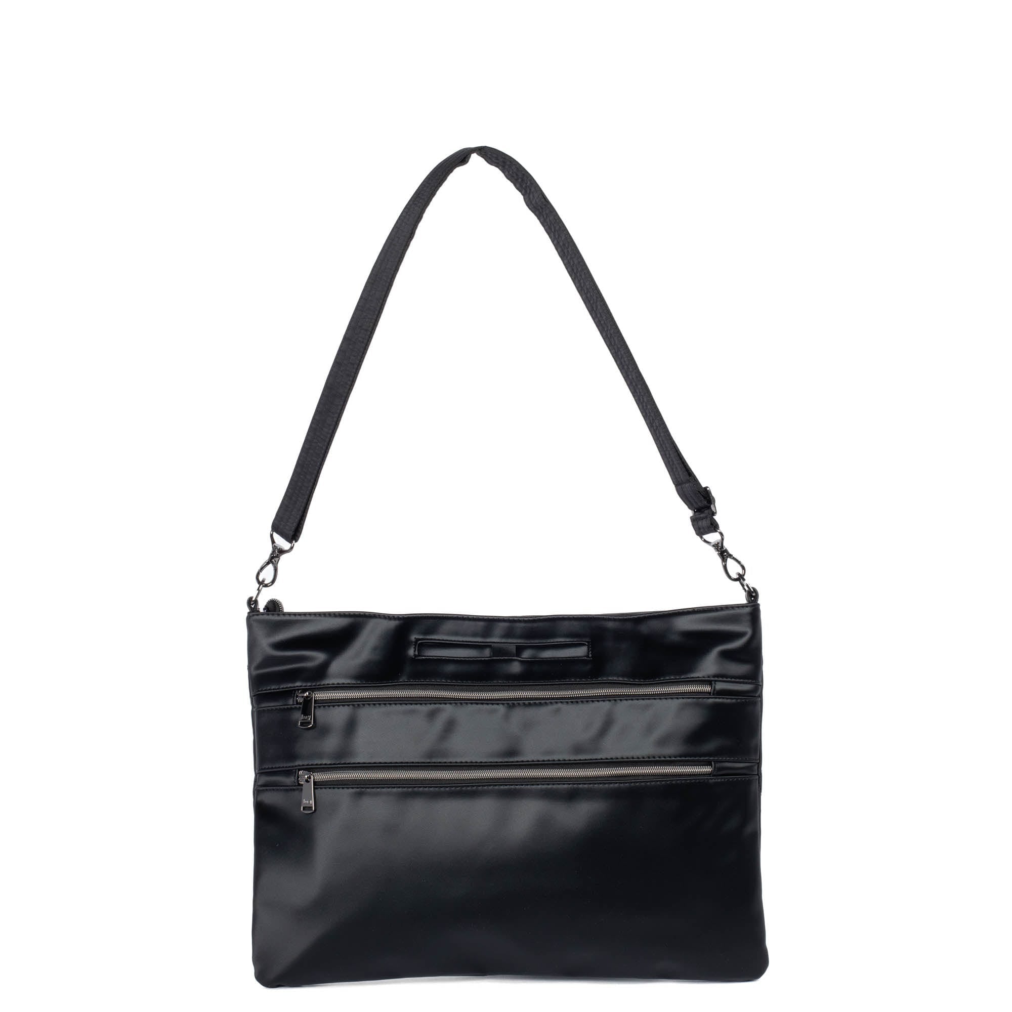 Galley Satin Luxe VL Portfolio Crossbody Bag - BLACK - Galley_BlackSatinVL_04