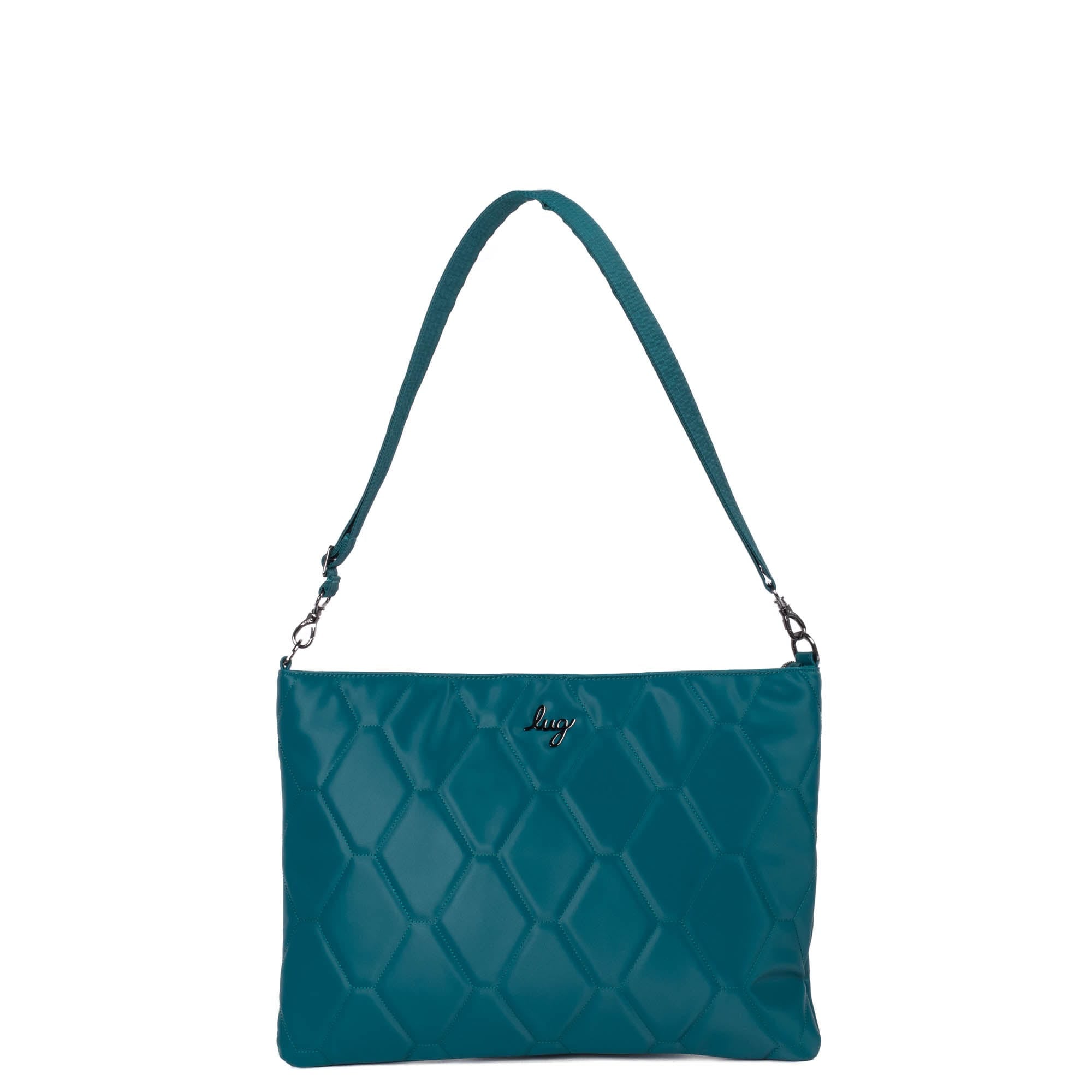 Galley Satin Luxe VL Portfolio Crossbody Bag - - Galley_TealSatinVL_01