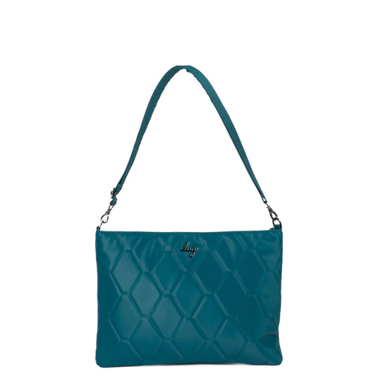 Galley Satin Luxe VL Portfolio Crossbody Bag - - Galley_TealSatinVL_01