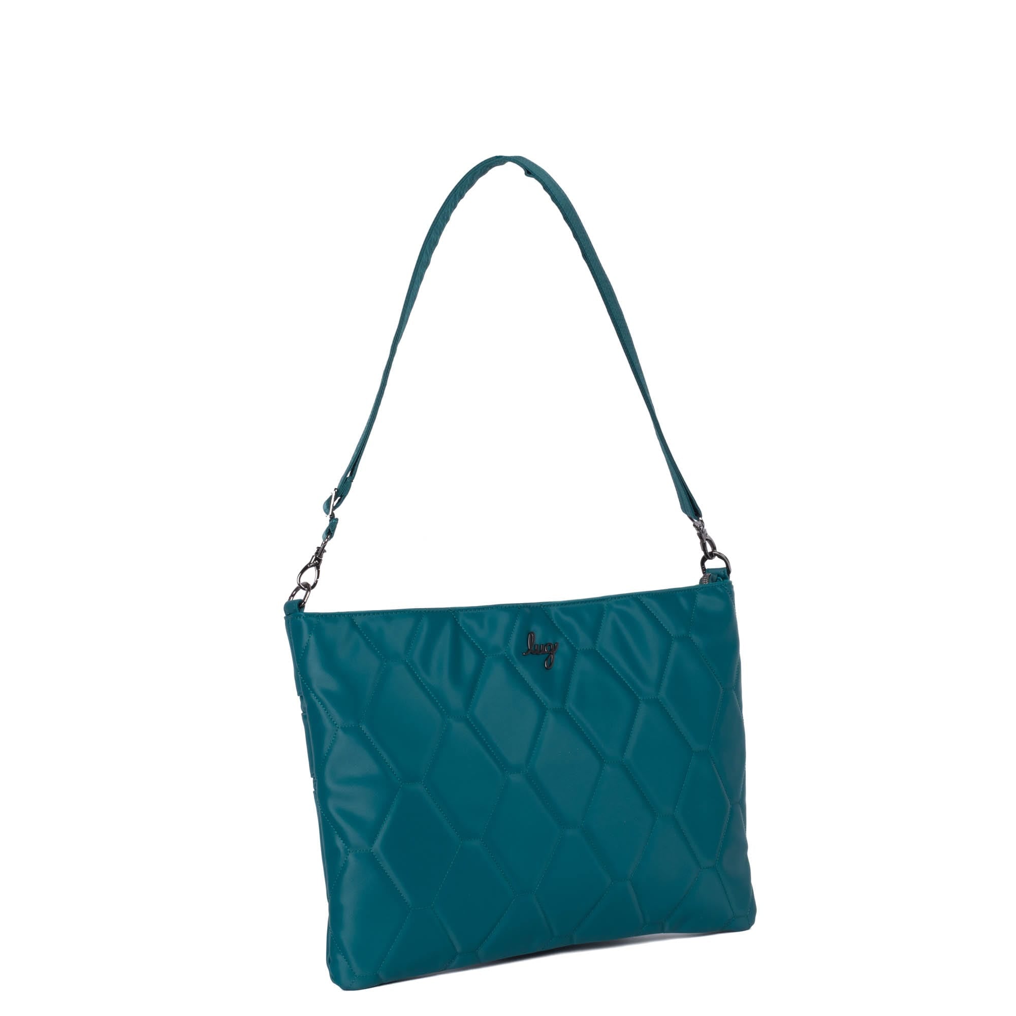 Galley Satin Luxe VL Portfolio Crossbody Bag - TEAL - Galley_TealSatinVL_02