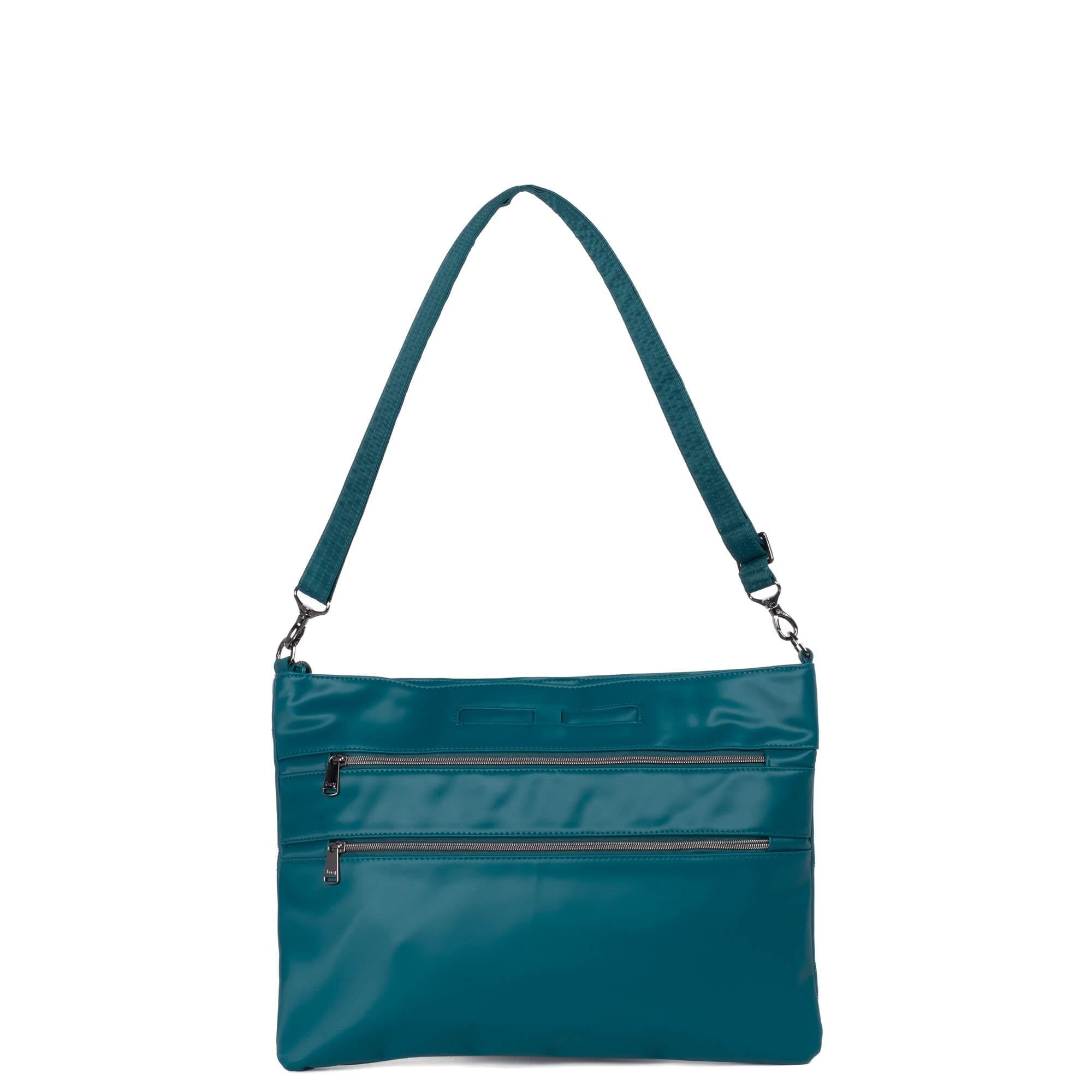 Galley Satin Luxe VL Portfolio Crossbody Bag - TEAL - Galley_TealSatinVL_04