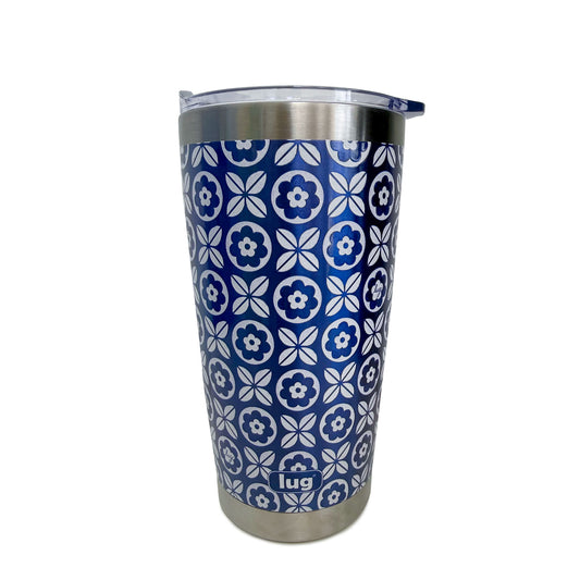 Guzzle Tumbler - TILE FLORAL BLUE - Guzzle_TileFloralBlue_Angle_01
