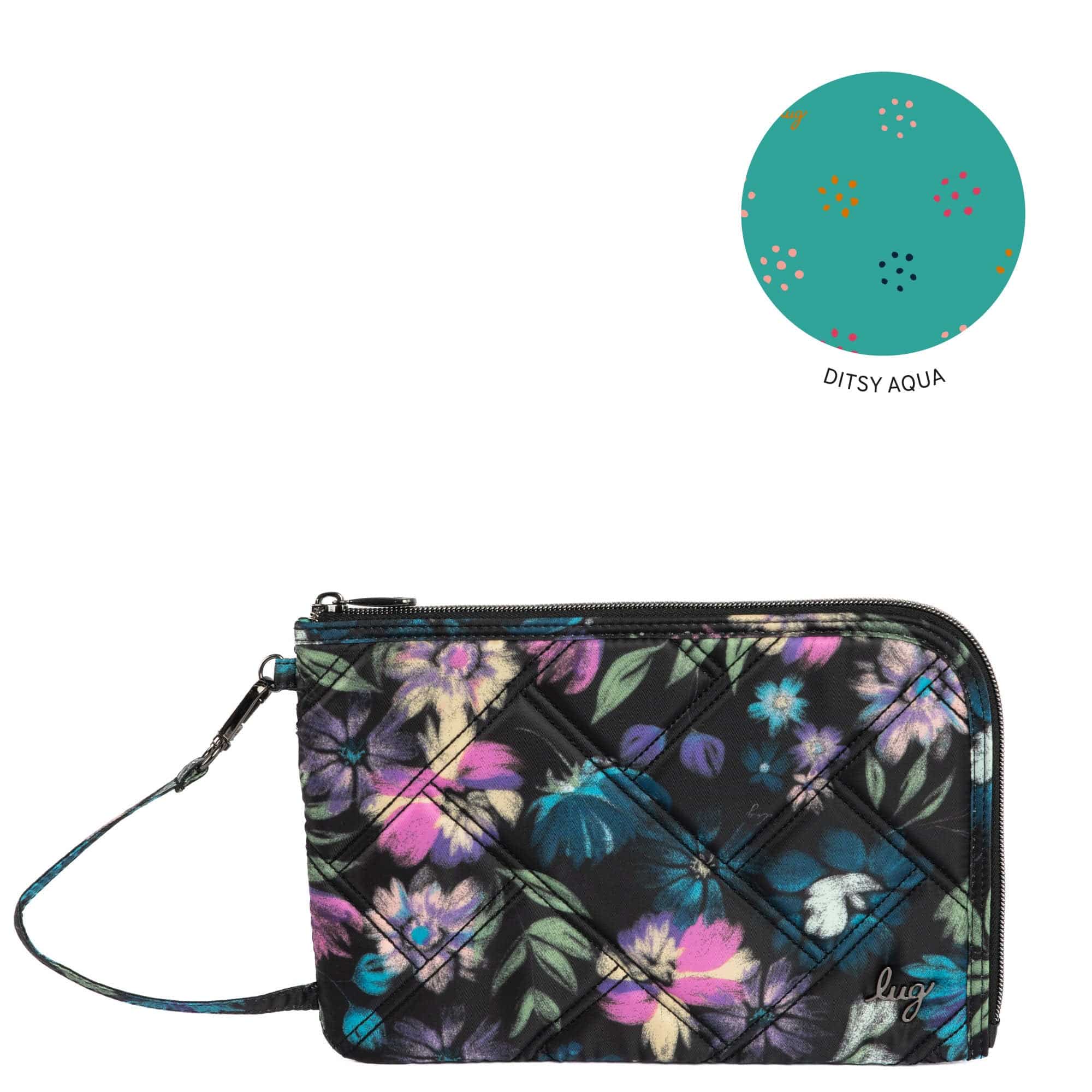 Halfpipe Zip Wristlet Wallet - BLOOM BLACK - HALFPIPE-BLOOM-BLACK