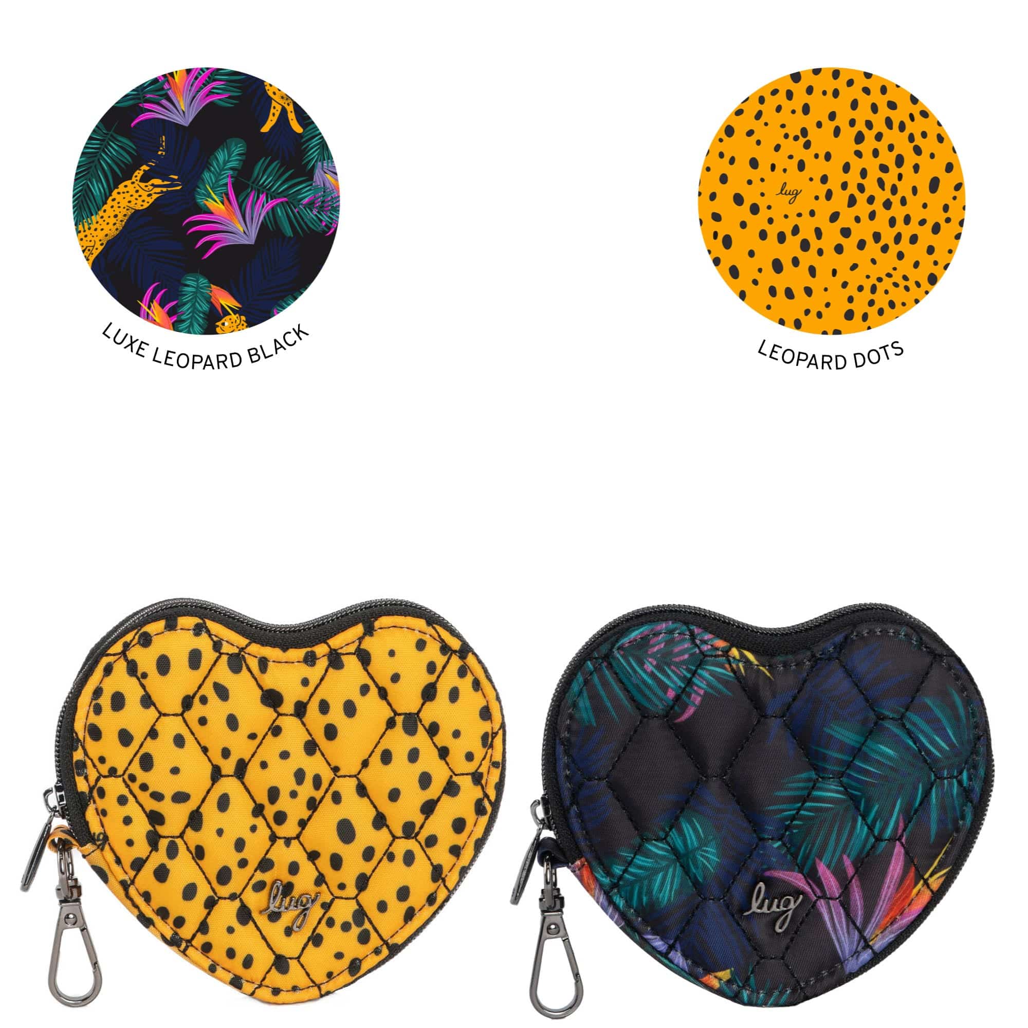 Heart Pouch 2pc Set - LUXE LEOPARD BLACK LEOPARD DOTS - Heart-Pouch-2pc-Set_LeopardDots-LuxeLeopardBlack