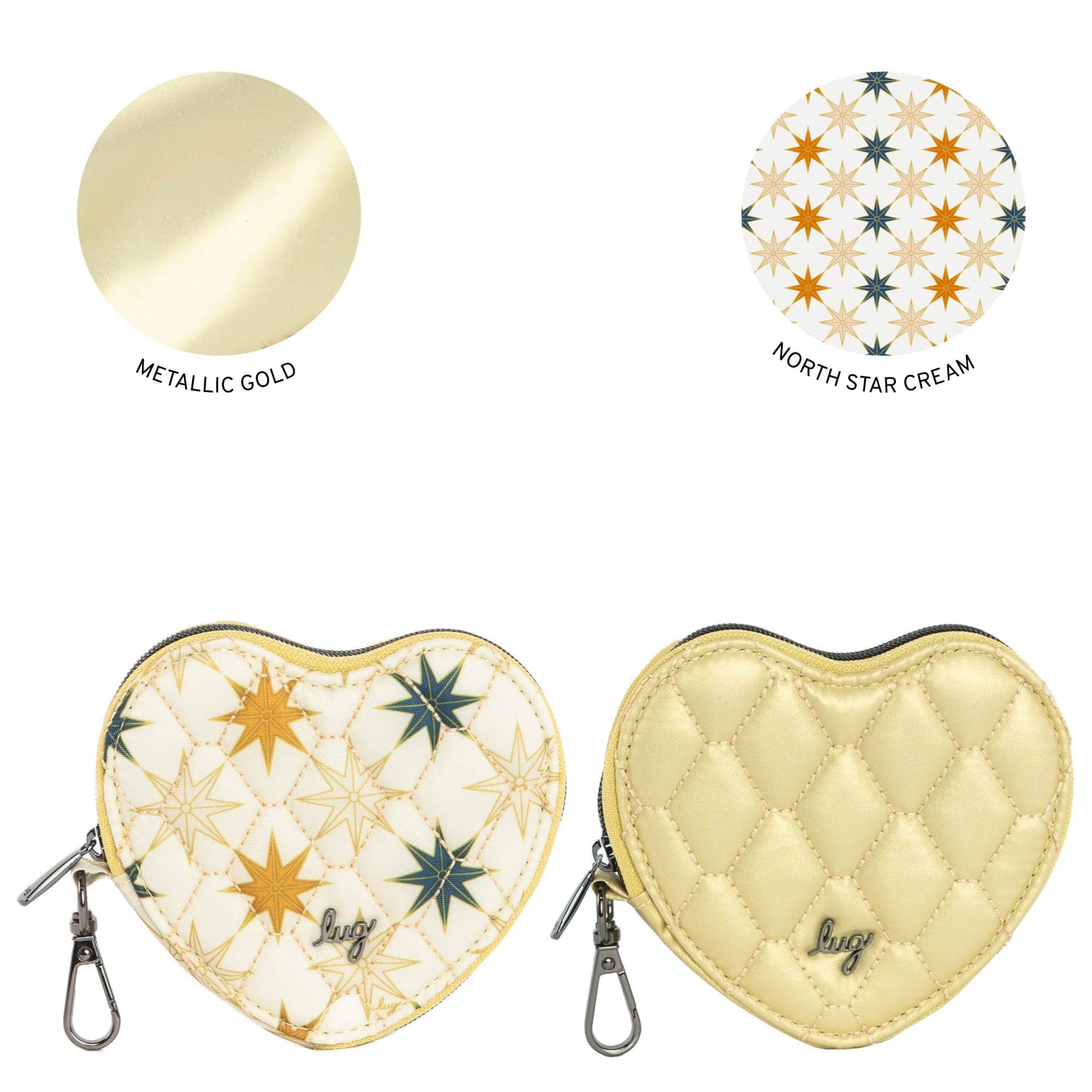 Heart Pouch 2pc Set - METALLIC GOLD NORTH STAR CREAM - Heart-Pouch-2pc-Set_NorthStarCream-MetallicGold