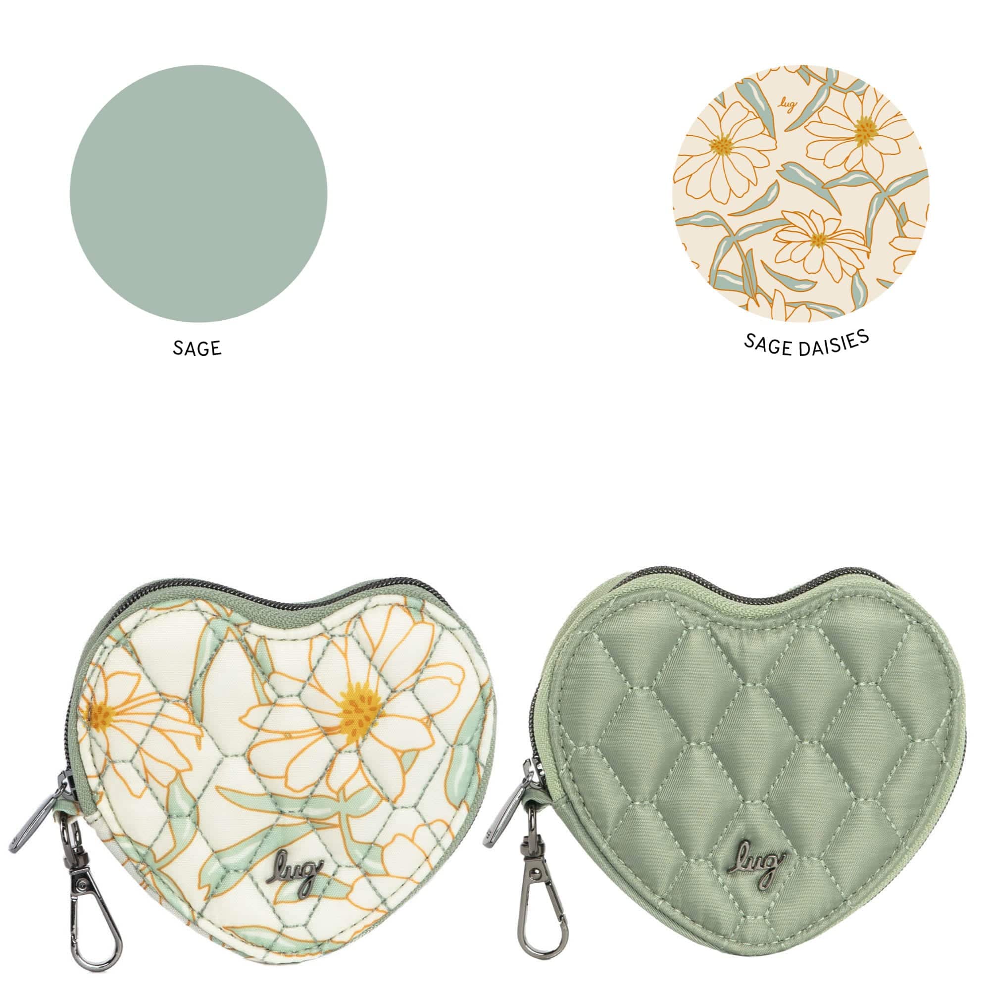 Heart Pouch 2pc Set - SAGE GREEN SAGE DAISIES - Heart-Pouch-2pc-set_SageDaisies-SageGreen