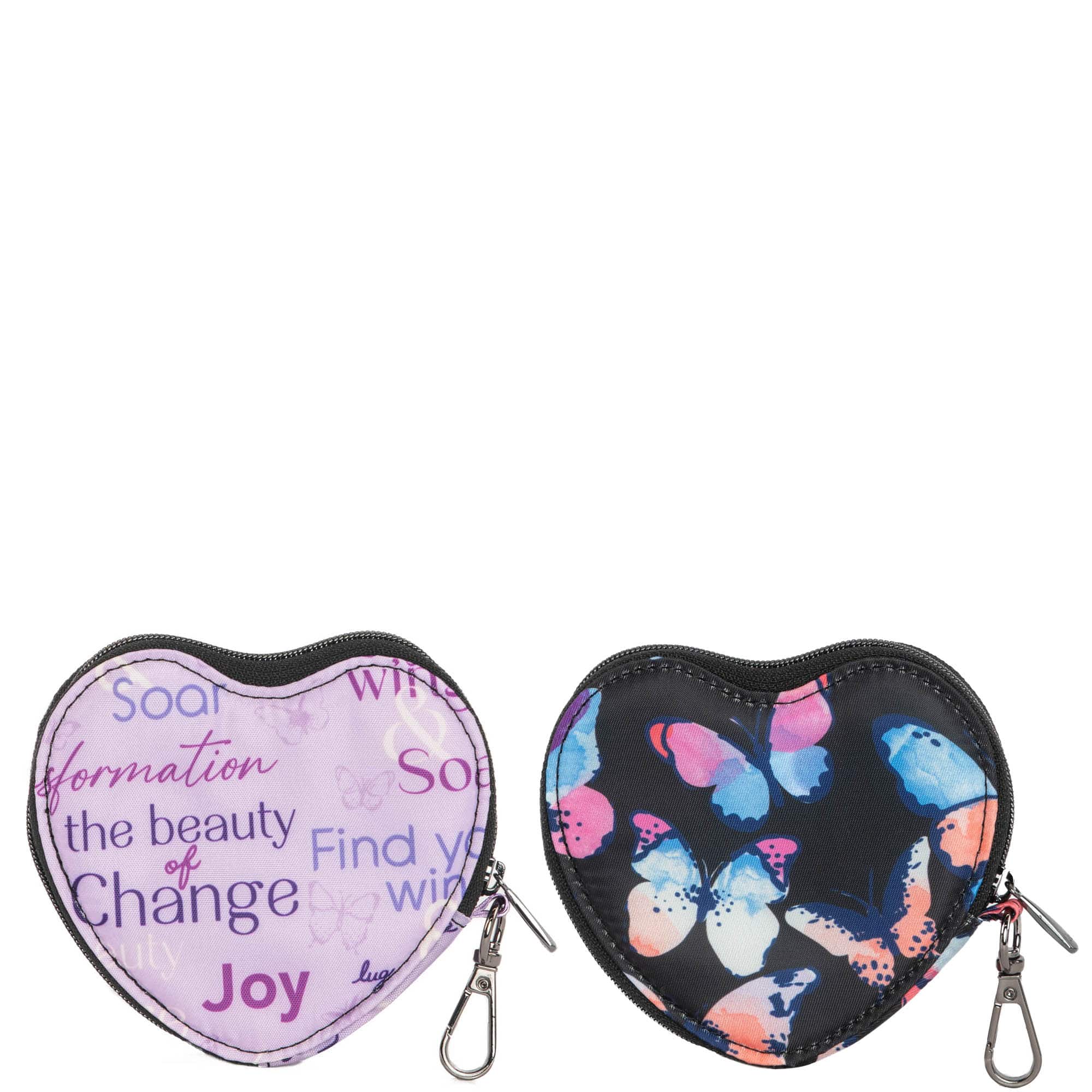 Heart Pouch 2pc Set - WATERCOLOR BUTTERFLIES BLACK BUTTERFLY WORDS - HeartPouches2PCS_ButterflyWords_WatercolourButterfliesBlack_02_49b74251-4f7f-4d9c-bf8e-03ce3bfbc91e
