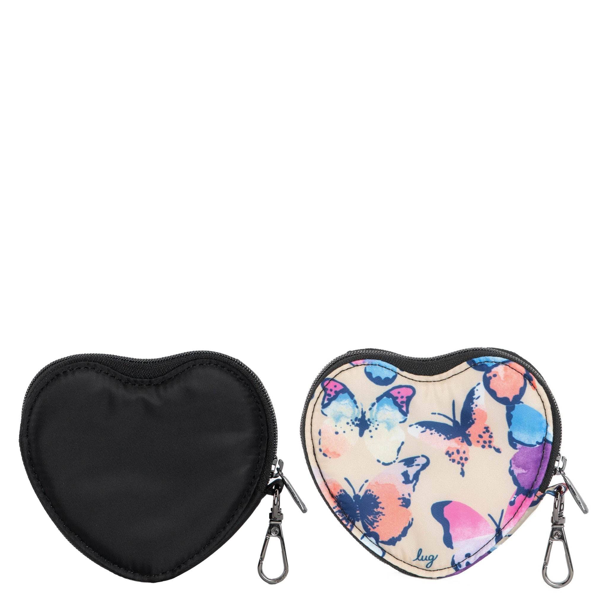 Heart Pouch 2pc Set - BLACK WATERCOLOR BUTTERFLIES CREAM - HeartPouches2PCS_WatercolourButterfliesCream_Black_02_b7ae9e54-f756-4906-99a8-56ccaaffcd80