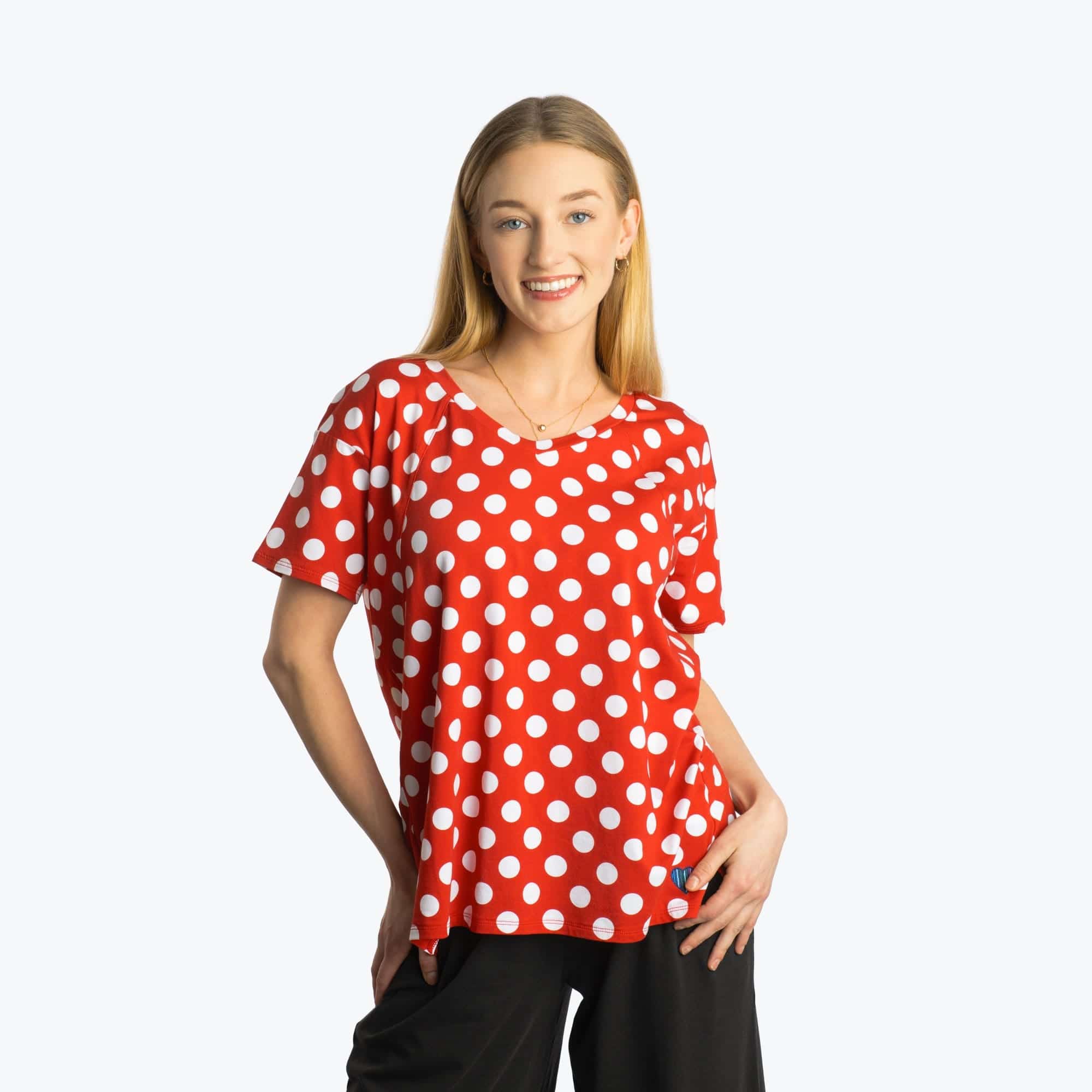 Hopper Cotton Jersey Tee - CRIMSON LARGE DOT - HopperCottonJerseyTee_CrimsonLargeDot_01