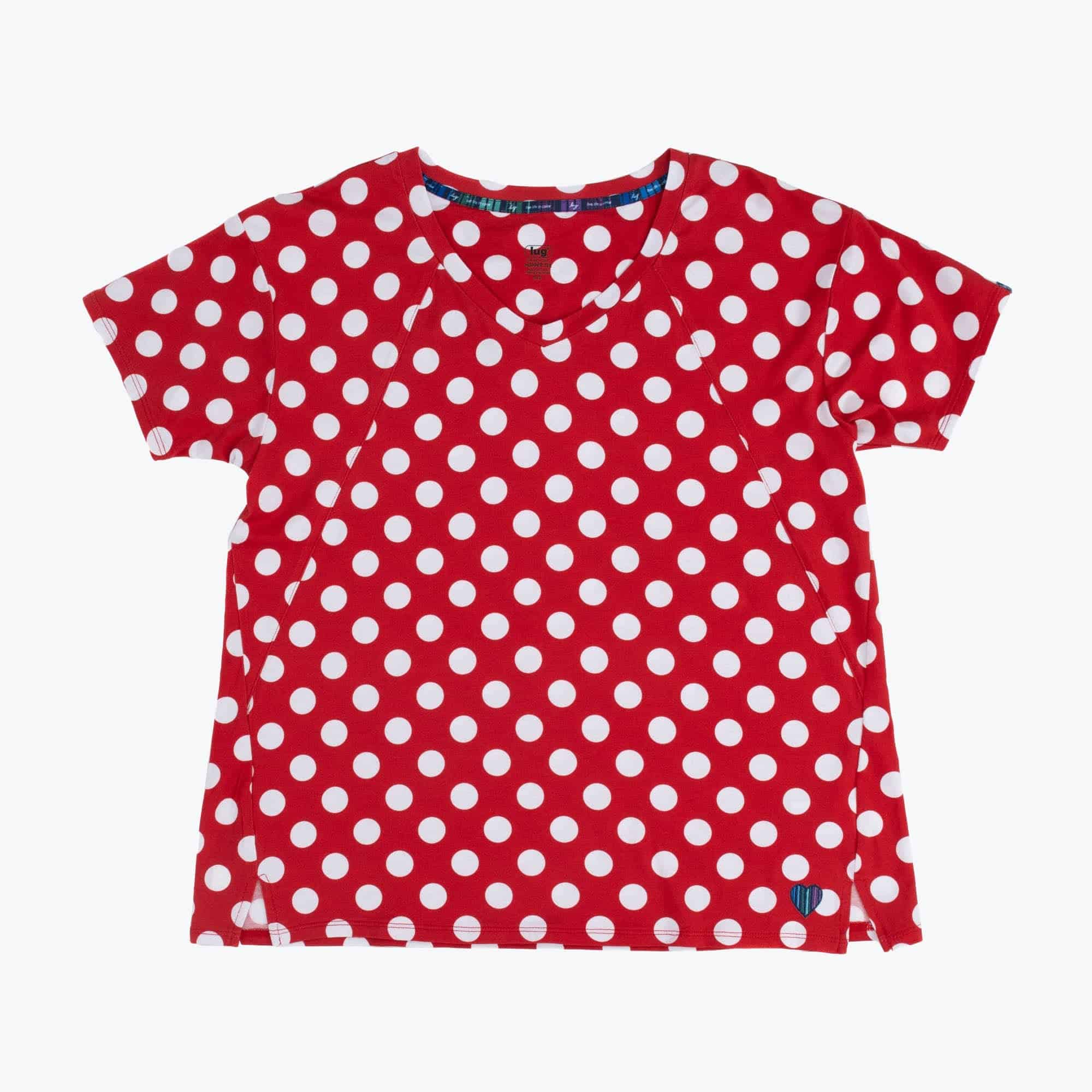 Hopper Cotton Jersey Tee - CRIMSON LARGE DOT - HopperCottonJerseyTee_CrimsonLargeDot_Flatlay