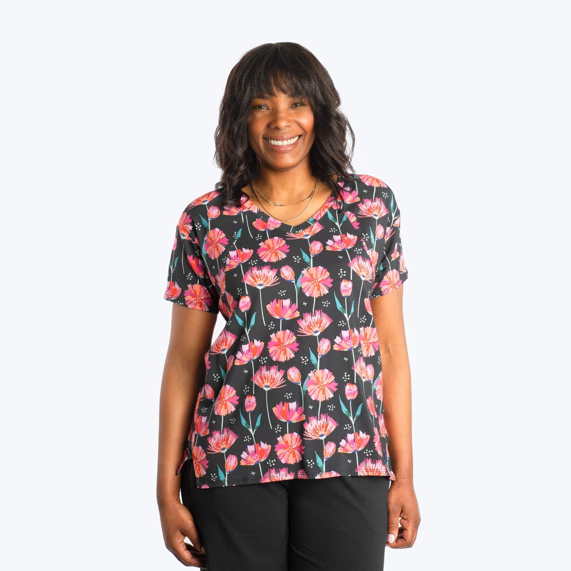 Hopper Cotton Jersey Tee - - HopperCottonJerseyTee_PomPomFloralBlack_01_67ba53a1-b52a-47fd-8858-12fcb2348fb2
