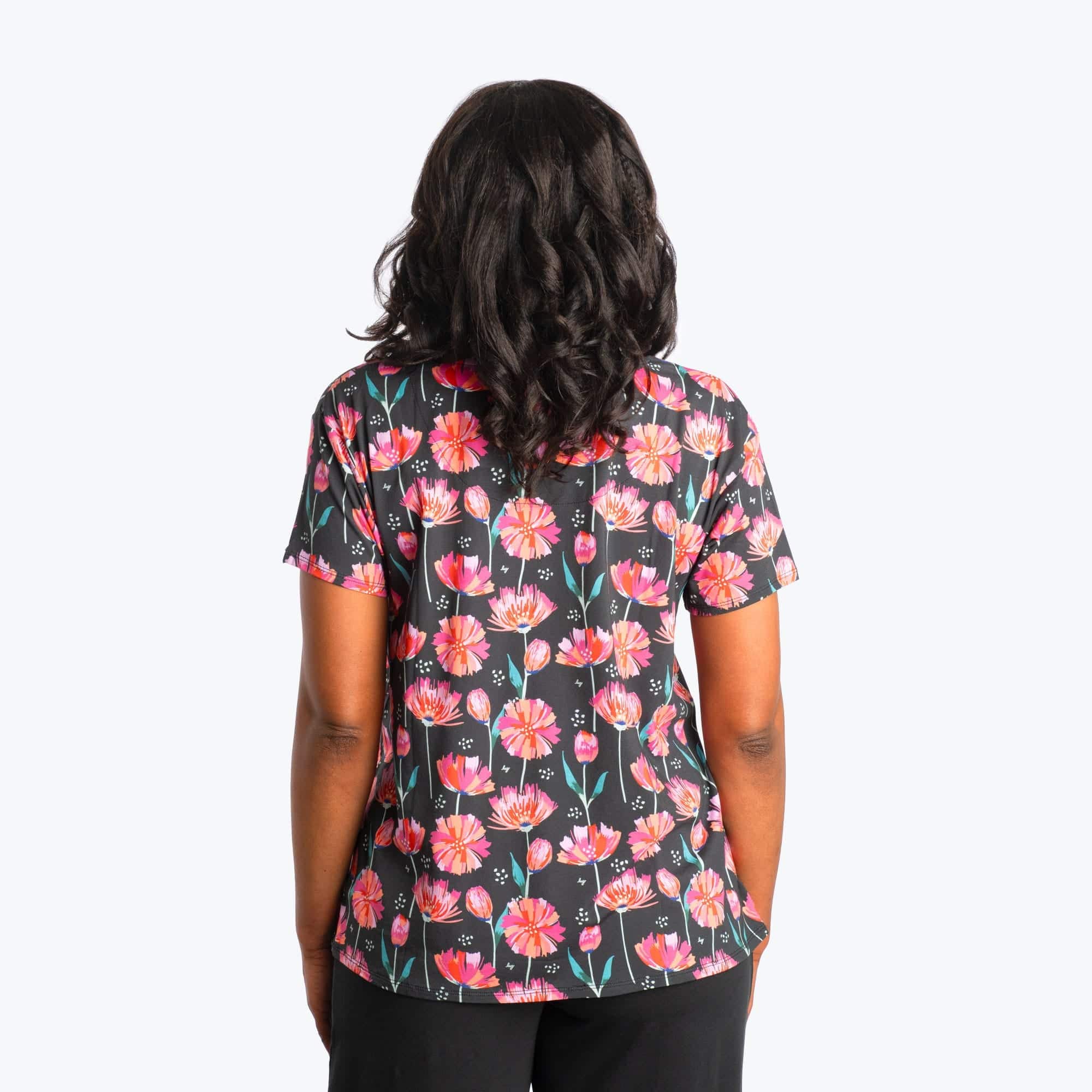 Hopper Cotton Jersey Tee - POMPOM FLORAL BLACK - HopperCottonJerseyTee_PomPomFloralBlack_02