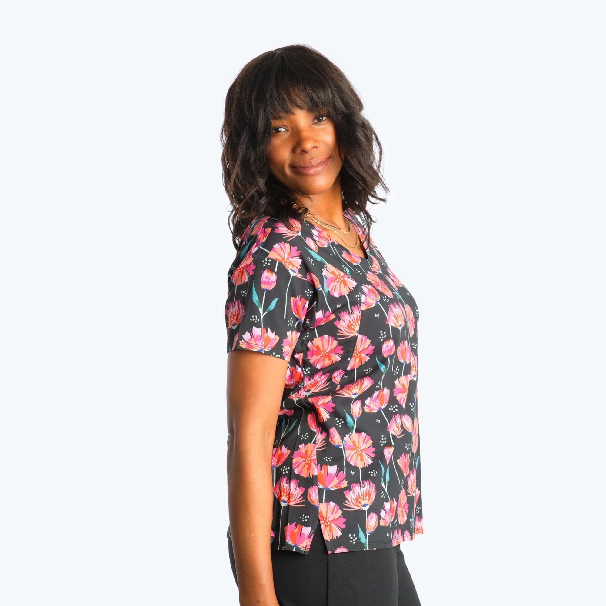 Hopper Cotton Jersey Tee - POMPOM FLORAL BLACK - HopperCottonJerseyTee_PomPomFloralBlack_03
