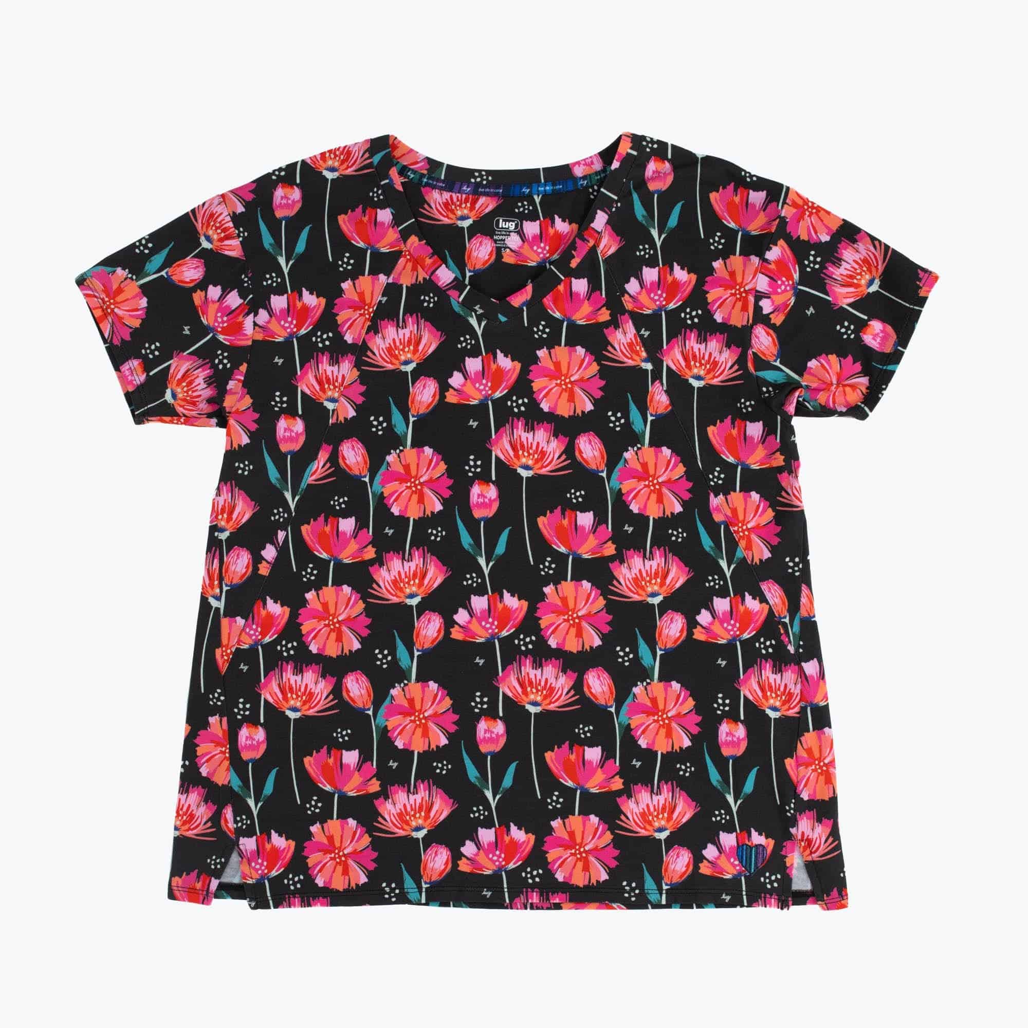Hopper Cotton Jersey Tee - POMPOM FLORAL BLACK - HopperCottonJerseyTee_PomPomFloralBlack_Flatlay