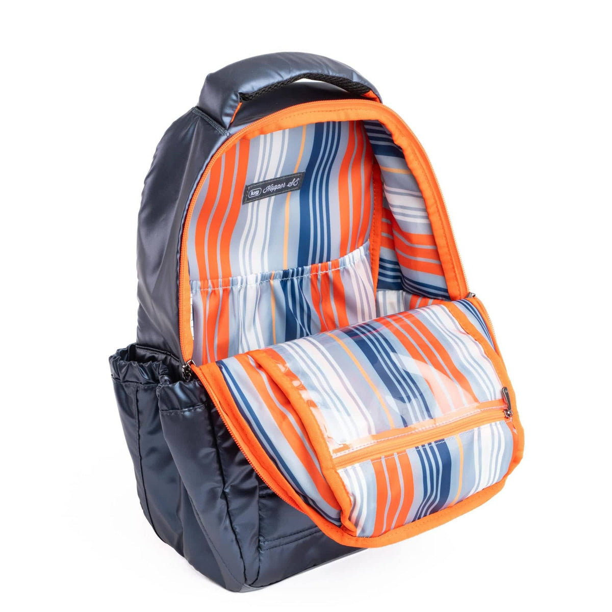 Hopper SE Backpack - METALLIC INDIGO WITH CORAL NEON - HopperSE_MetallicIndigo_CoralNeon_05