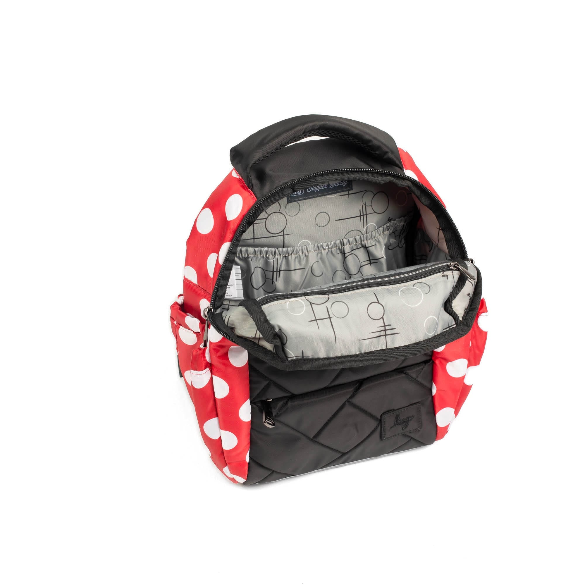 Hopper Shorty Backpack - BLACK CRIMSON LARGE DOT - HopperShorty_BlackCrimsonLGDot_05