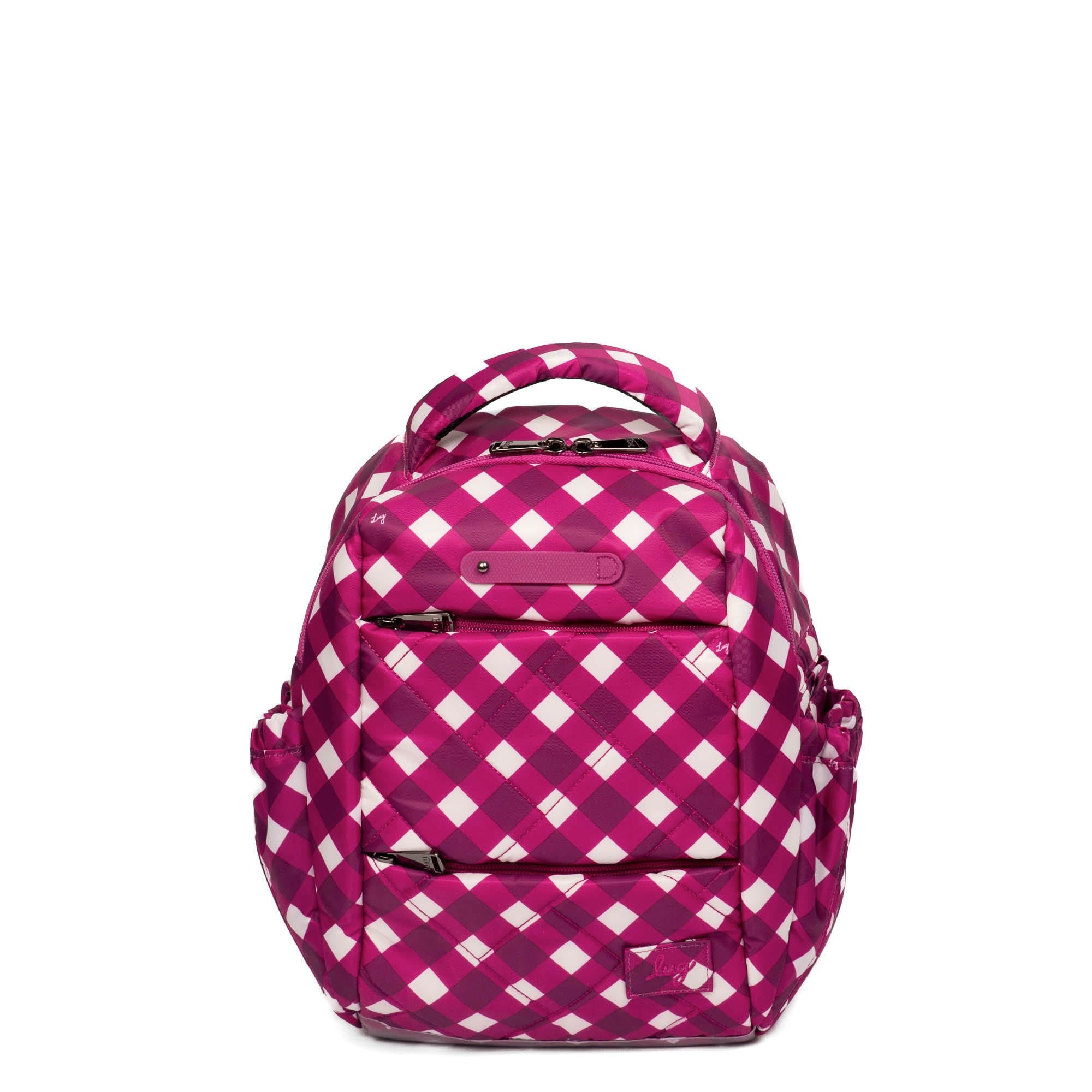 Hopper Shorty Backpack - GINGHAM BERRY - HopperShorty_GinghamBerry_01