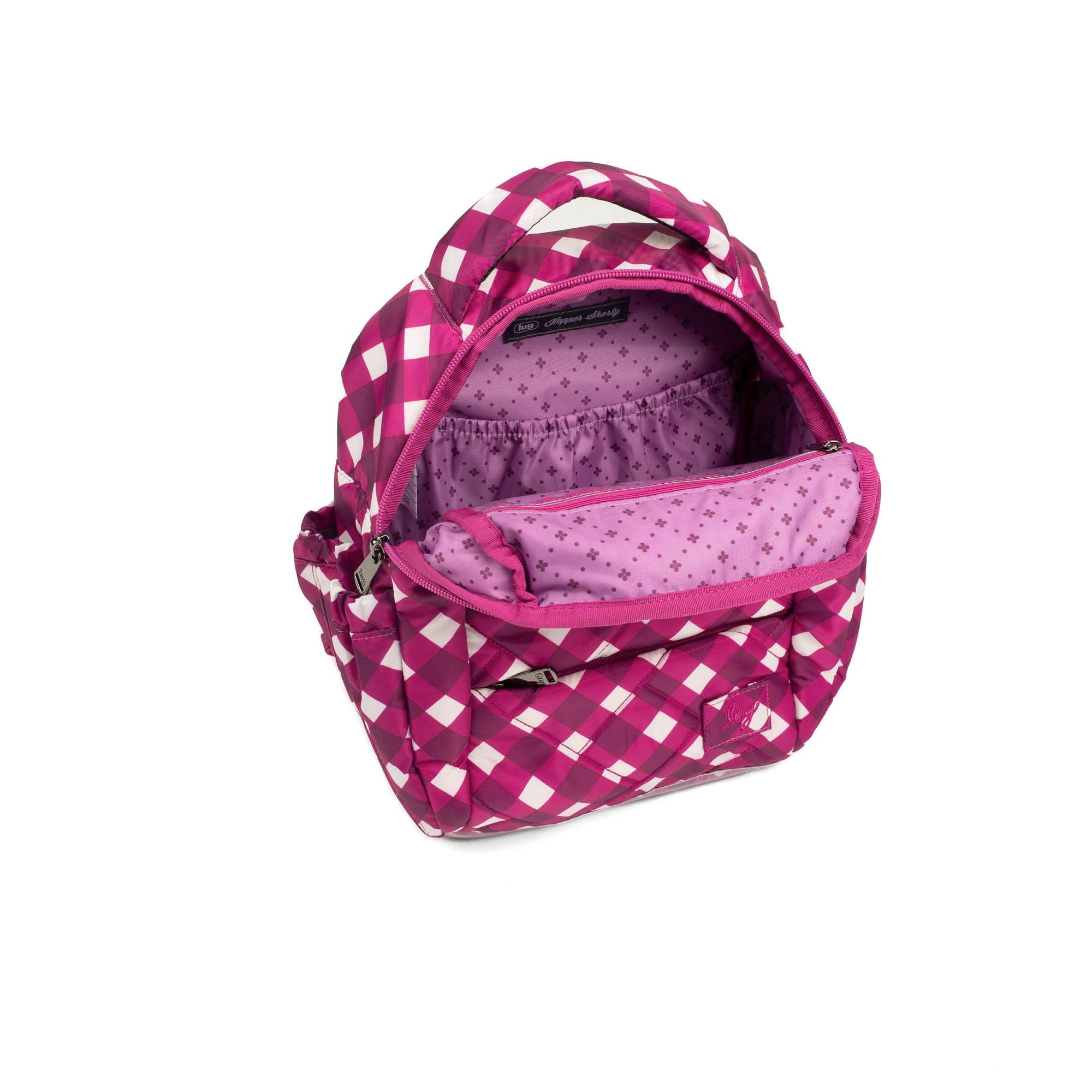 Hopper Shorty Backpack - GINGHAM BERRY - HopperShorty_GinghamBerry_05