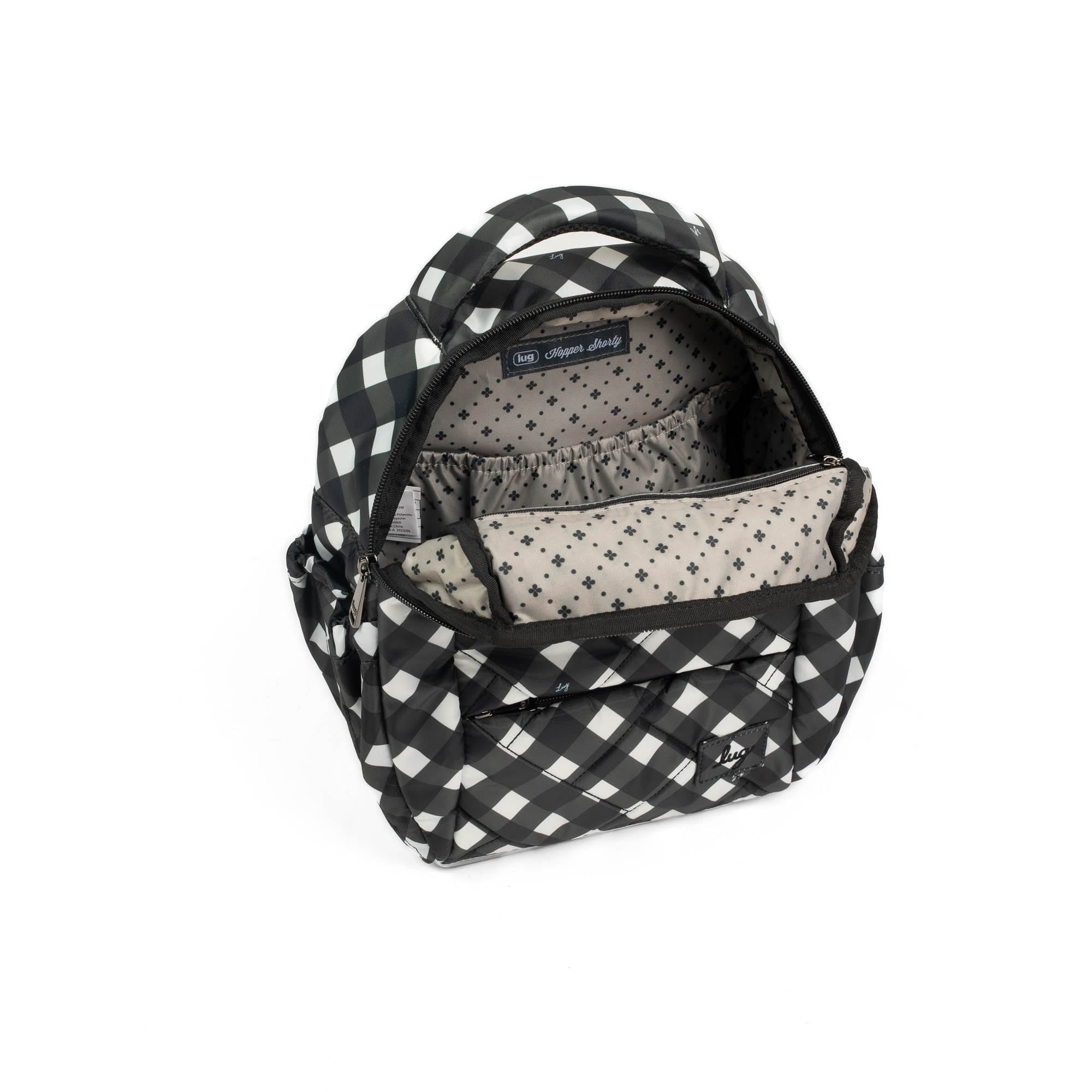 Hopper Shorty Backpack - GINGHAM BLACK - HopperShorty_GinghamBlack_05