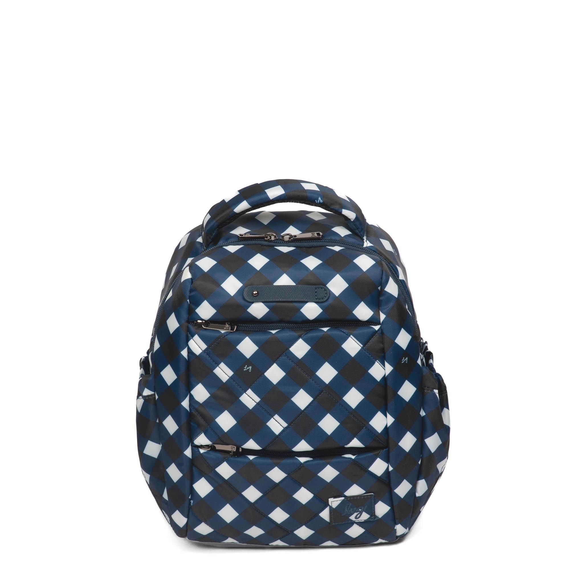 Hopper Shorty Backpack - GINGHAM NAVY - HopperShorty_GinghamNavy_01