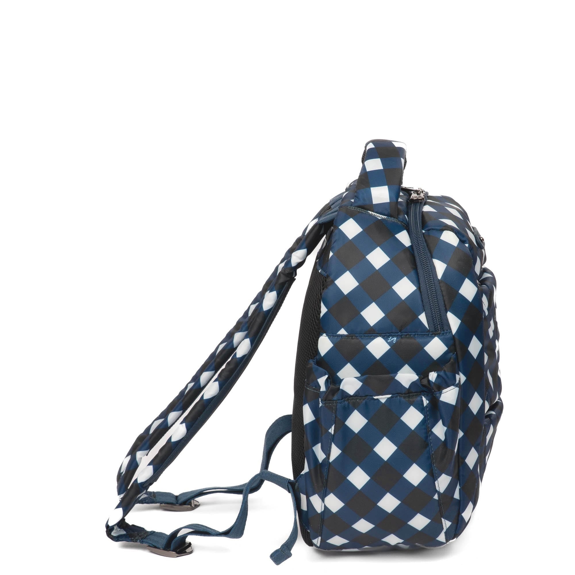 Hopper Shorty Backpack - GINGHAM NAVY - HopperShorty_GinghamNavy_03