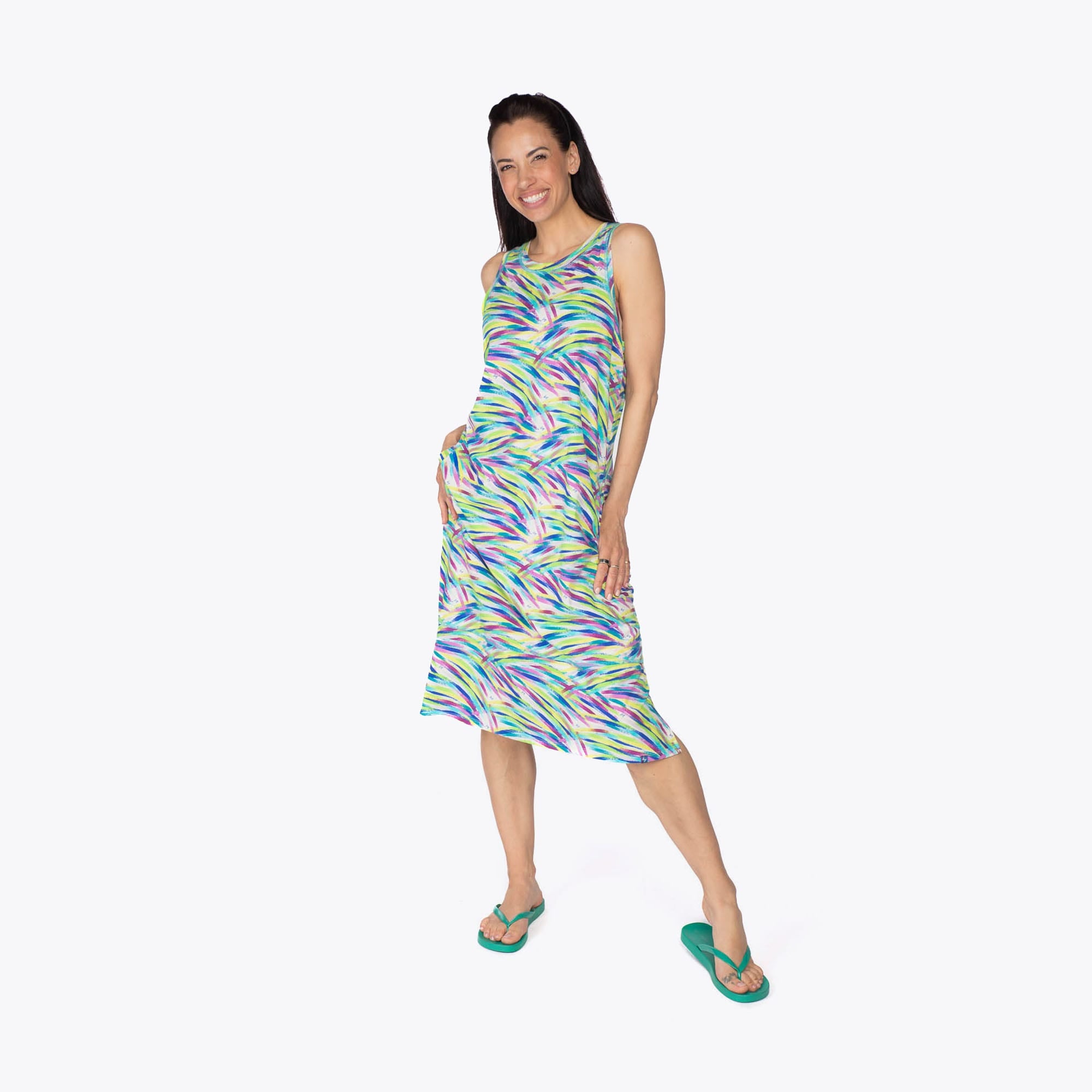 Hopscotch Sleeveless Dress - BRUSHSTROKES MULTI - Hopscotch_BrushstrokesMulti_S_01