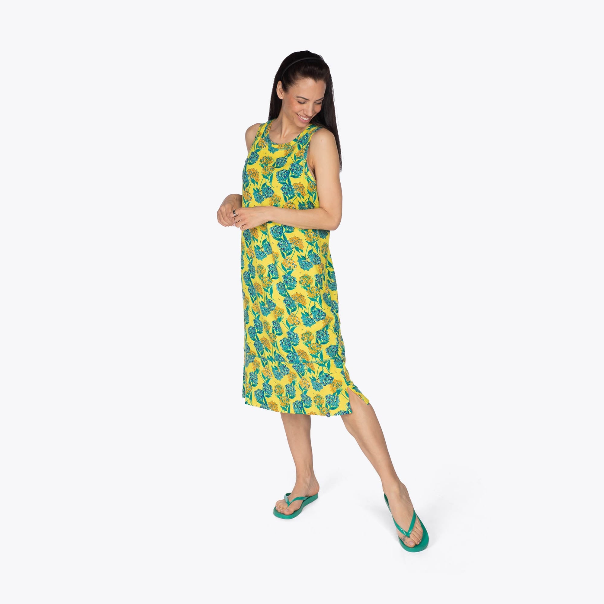 Hopscotch Sleeveless Dress - HYDRANGEA YELLOW - Hopscotch_HydrangeaYellow_S_01a